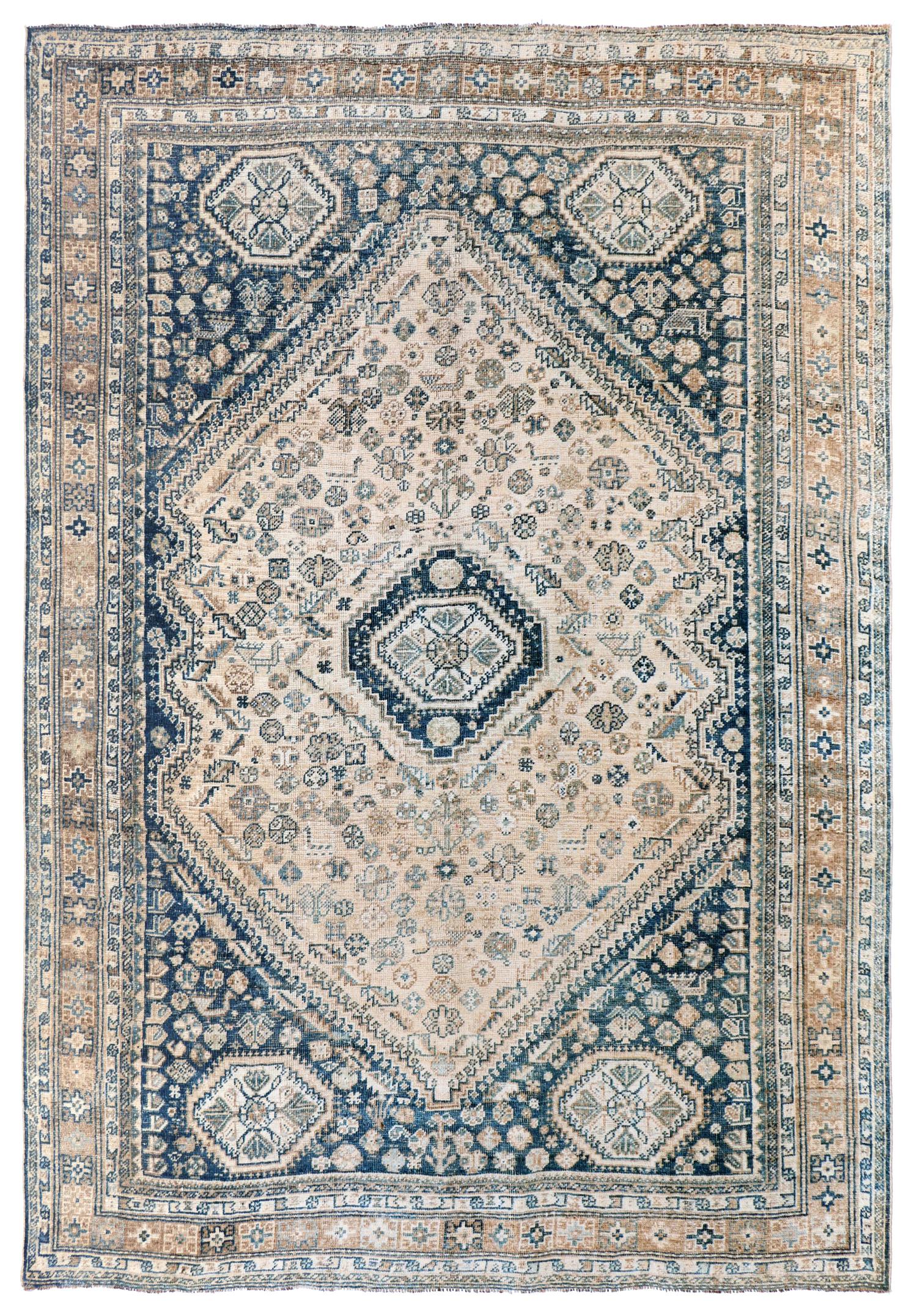 Vintage Shiraz Handwoven Tribal Rug, J68392