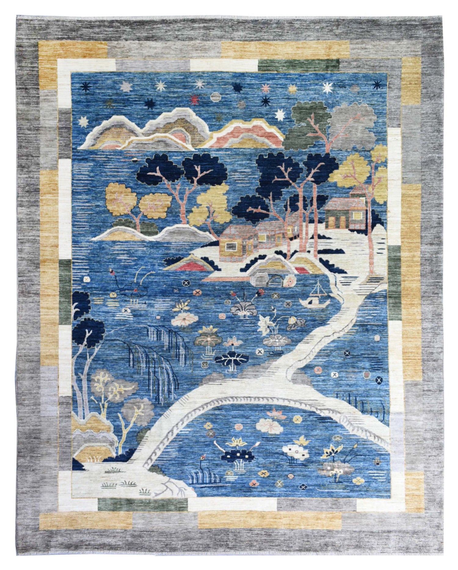 Deco Landscape Handwoven Traditional Rug, J72823