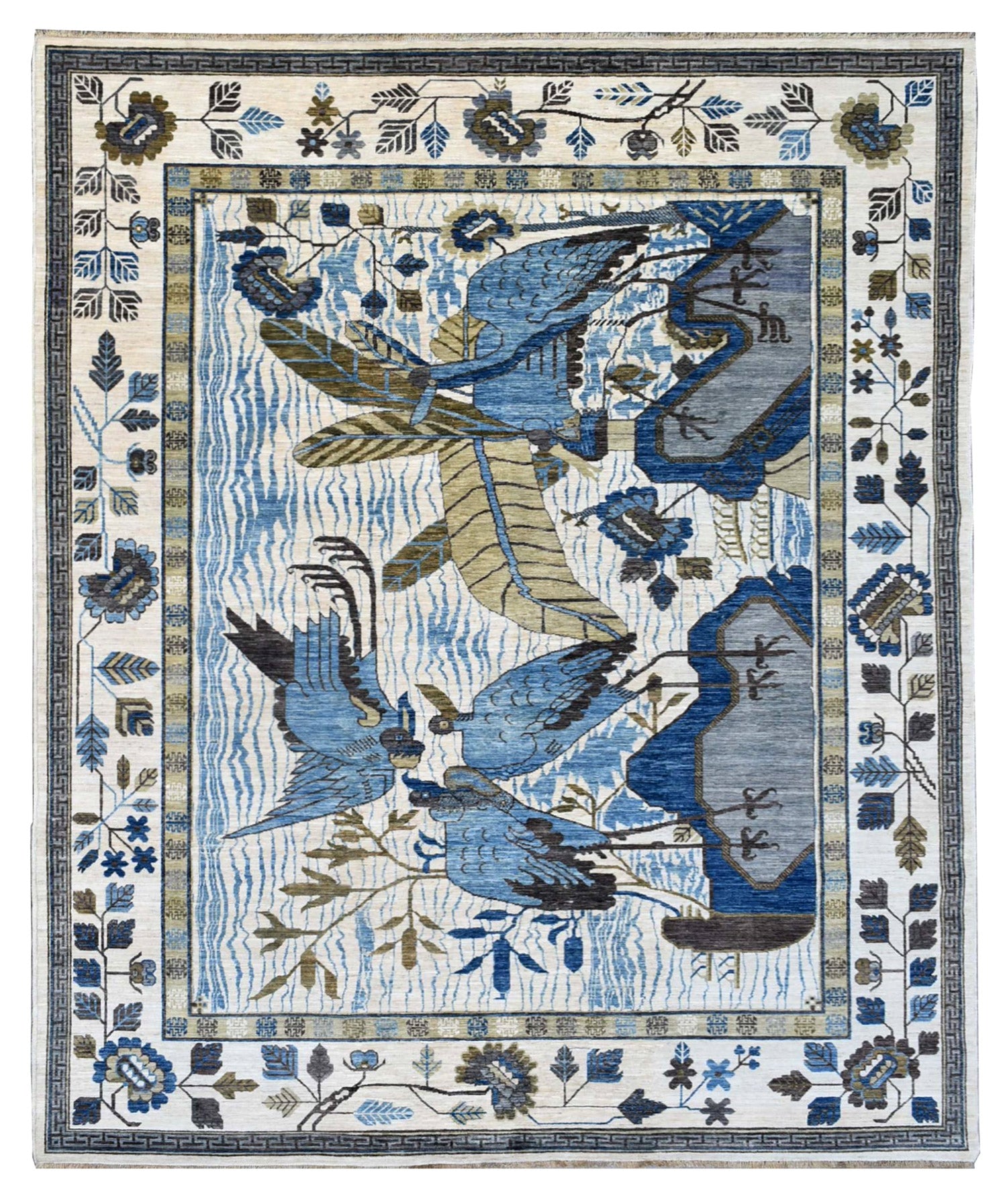 Khotan Crane Handwoven Traditional Rug, J72856