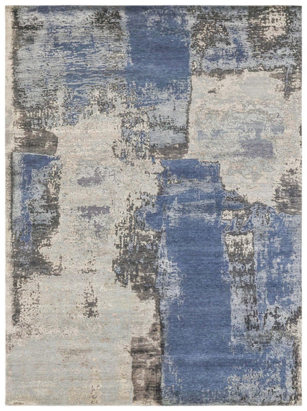 Sapphire Distortion Handwoven Contemporary Rug