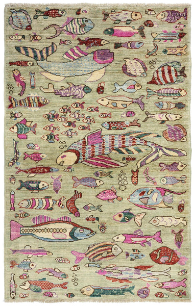 Small Fish Handwoven Contemporary Rug