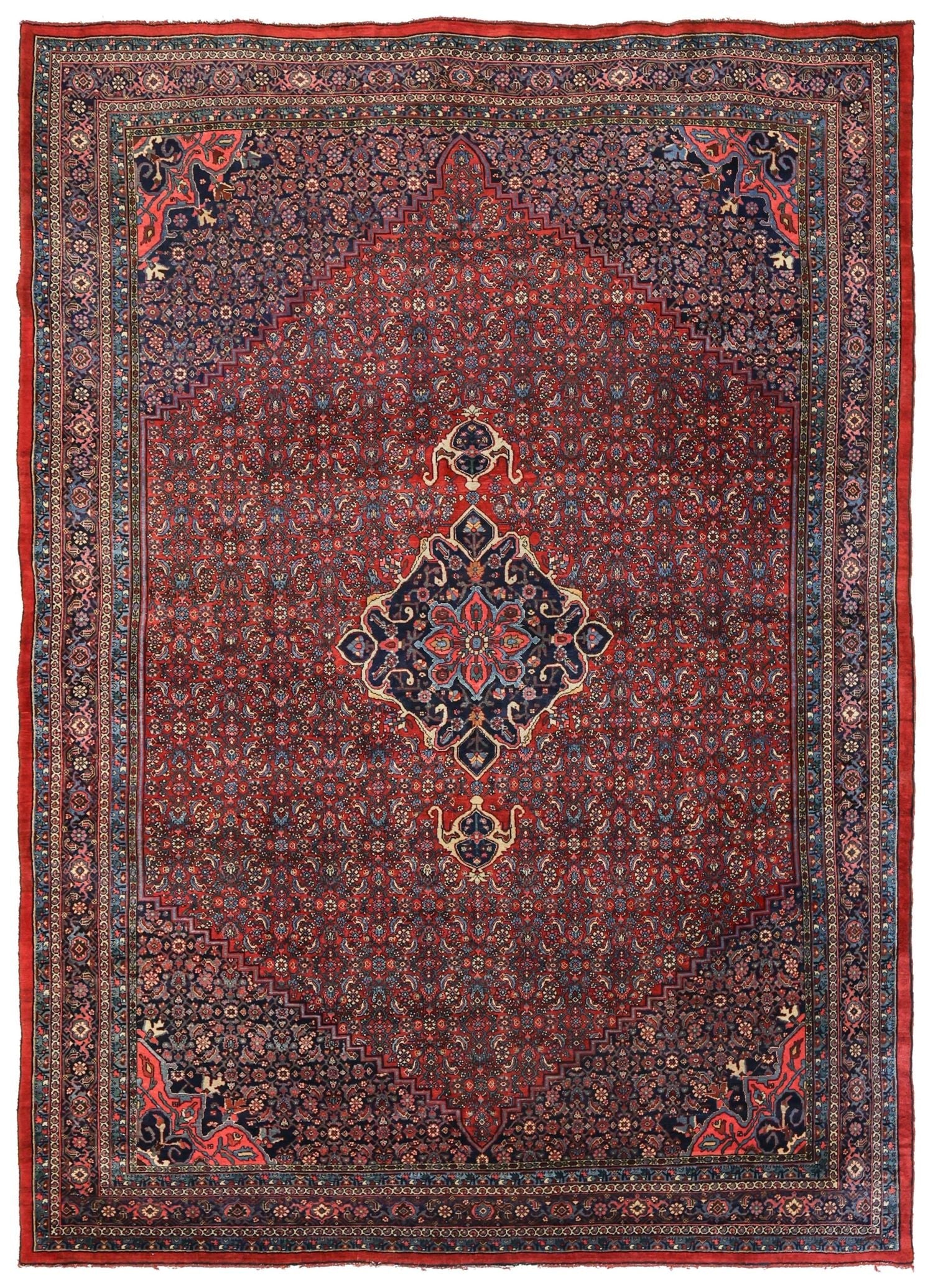 Antique Bijar Handwoven Traditional Rug