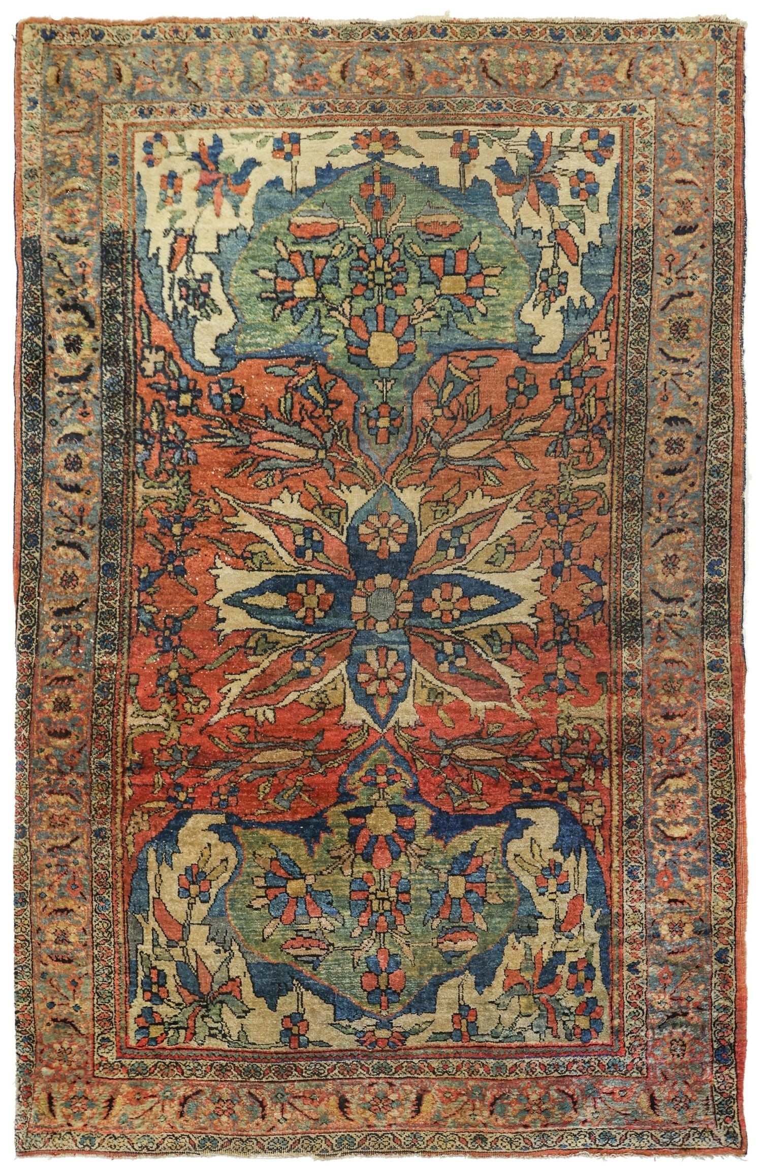 Antique Farahan Sarouk rug, handwoven traditional design, J75398
