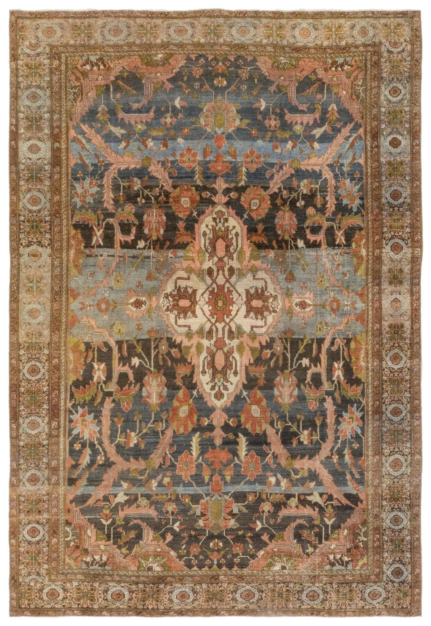 Antique Jozan Sarouk Handwoven Traditional Rug, 55648:  Multi-colored floral design, detailed border.
