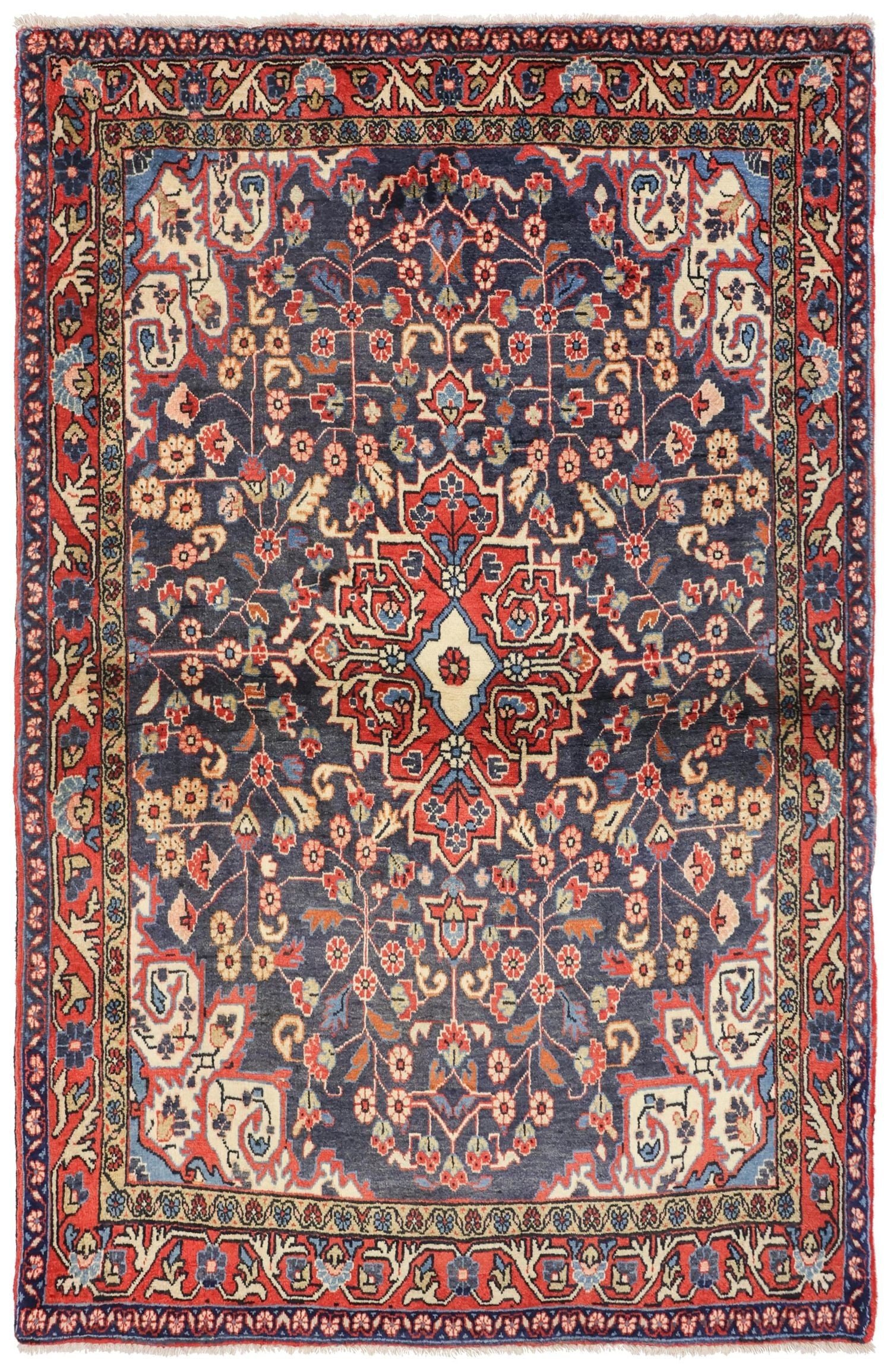 Vintage Jozanne Sarouk Handwoven Traditional Rug