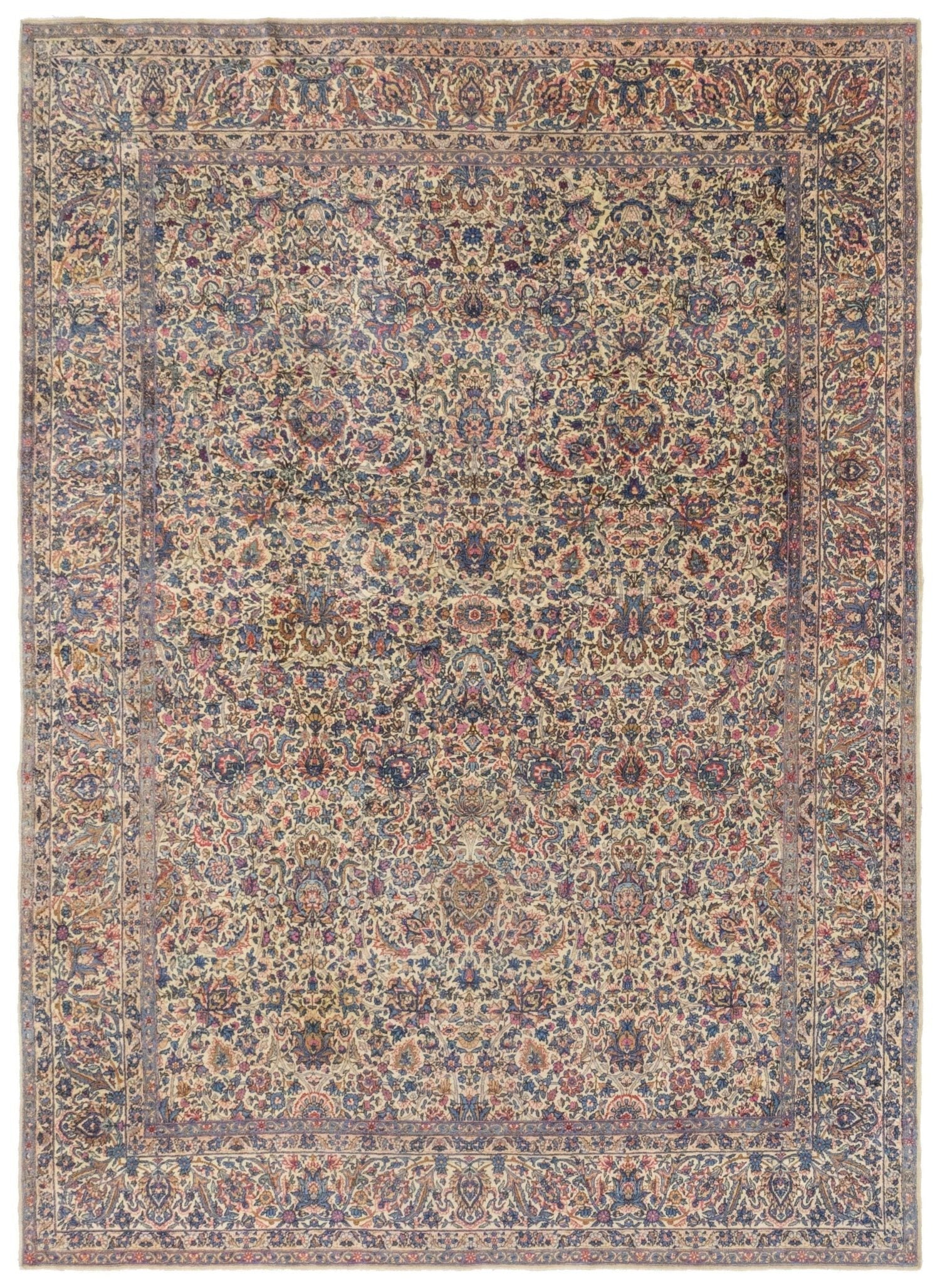 Antique Kerman Handwoven Traditional Rug