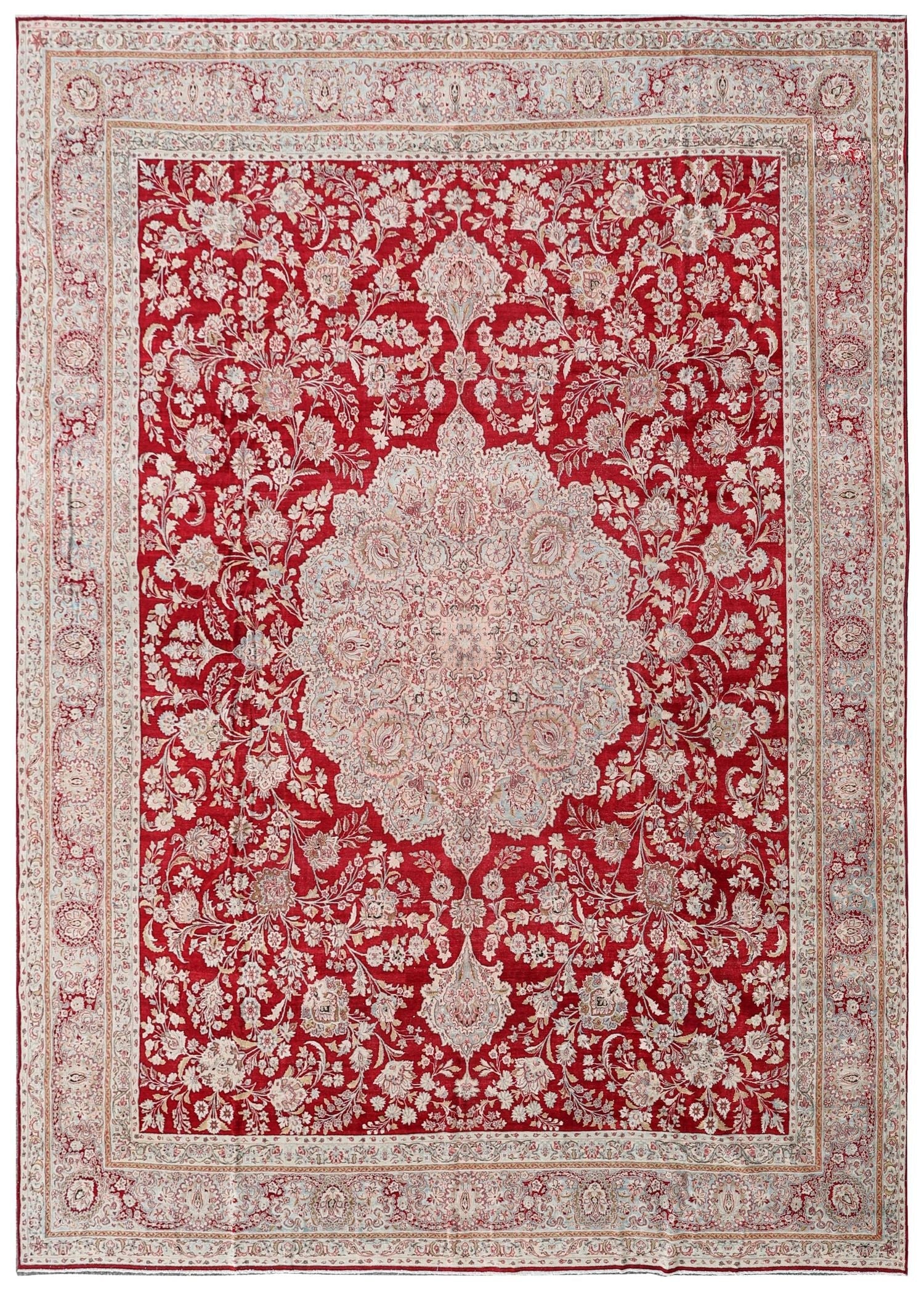 Antique Kerman Handwoven Traditional Rug