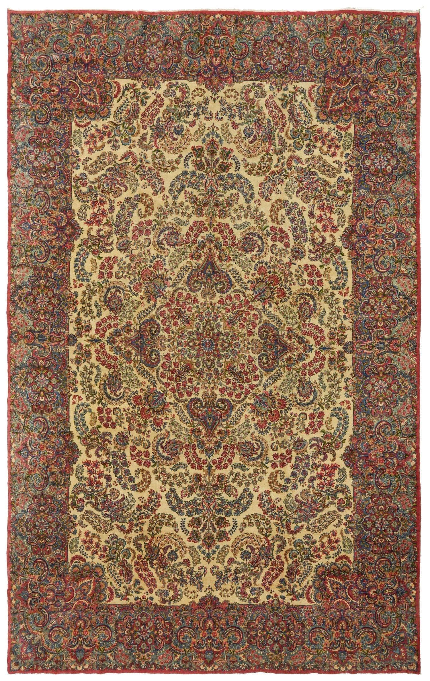 Antique Kerman Handwoven Traditional Rug