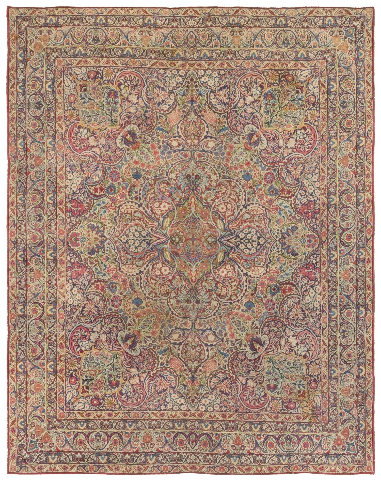 Antique Lavar Kerman Handwoven Traditional Rug