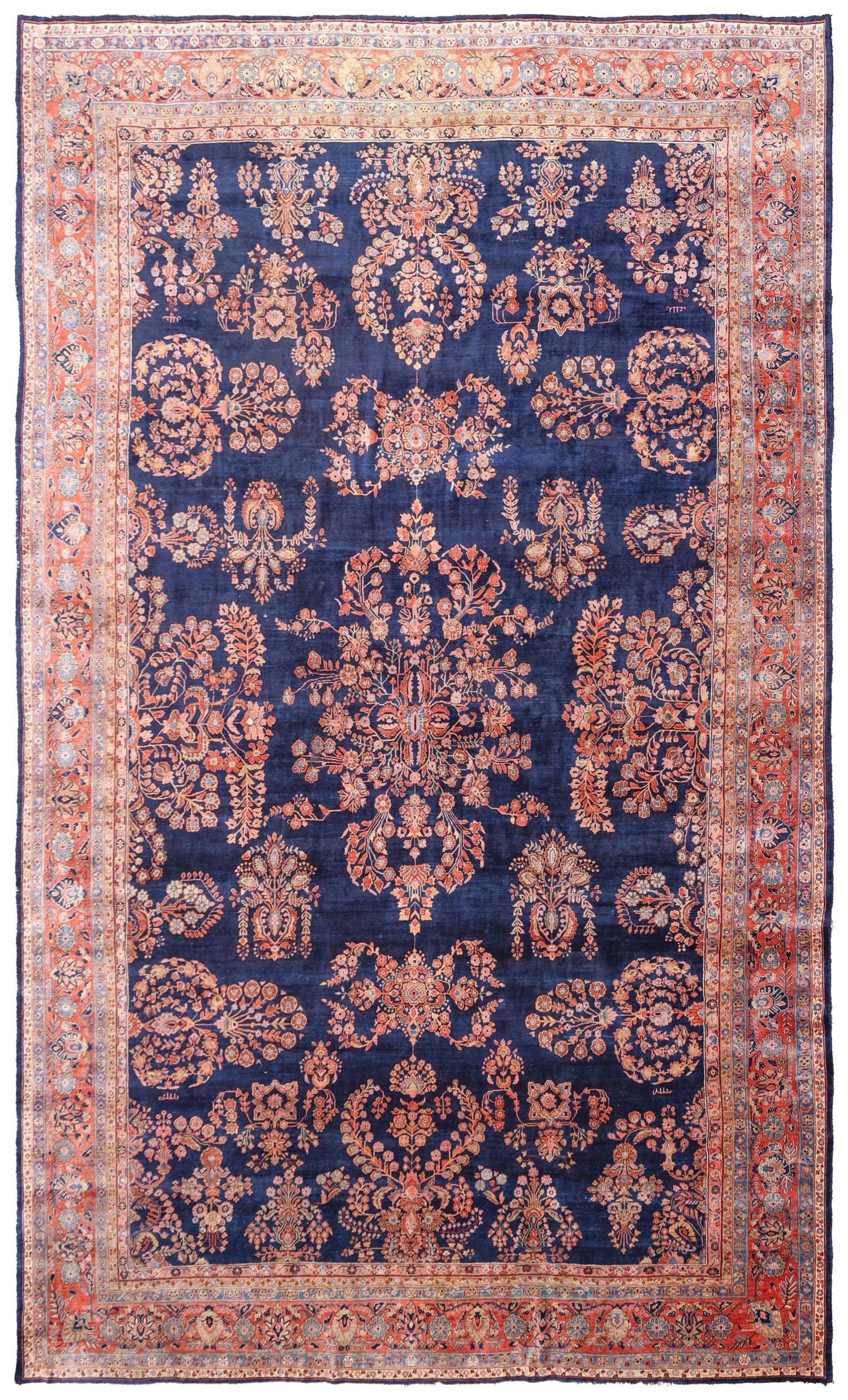 Antique Mahajaran Sarouk Handwoven Traditional Rug