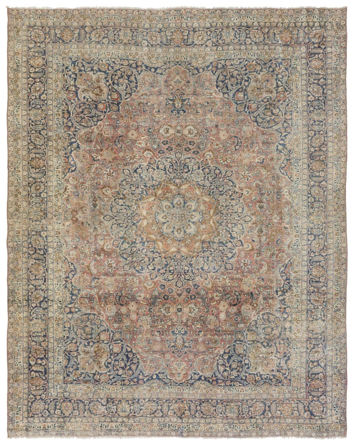 Vintage Mashad Handwoven Traditional Rug