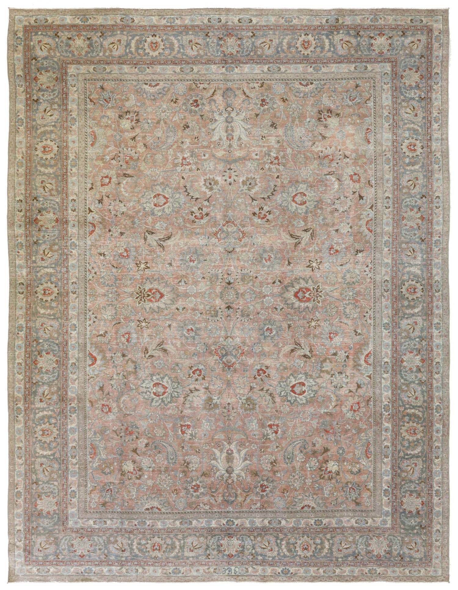 Vintage Mashad Handwoven Traditional Rug