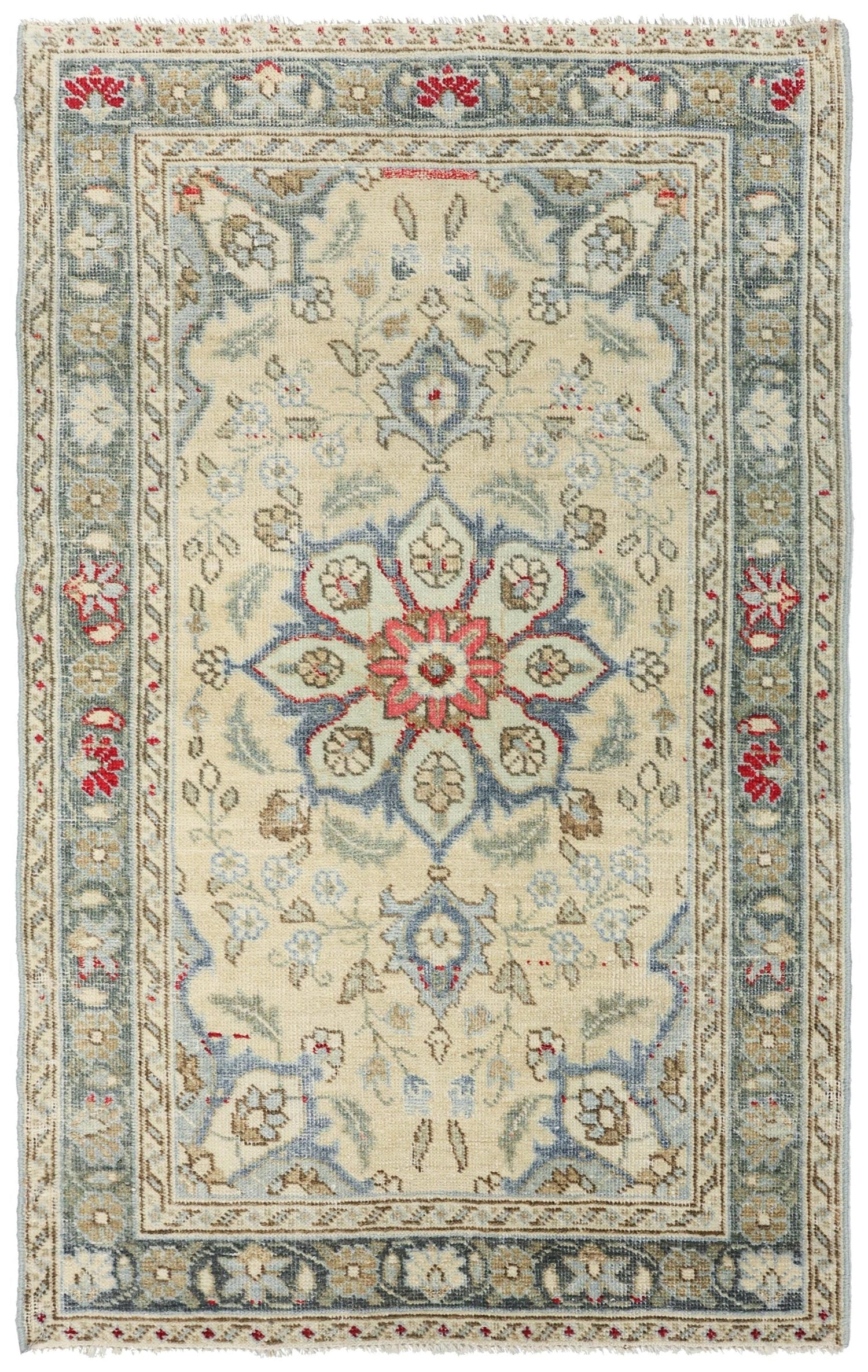 Vintage Mashad Handwoven Traditional Rug