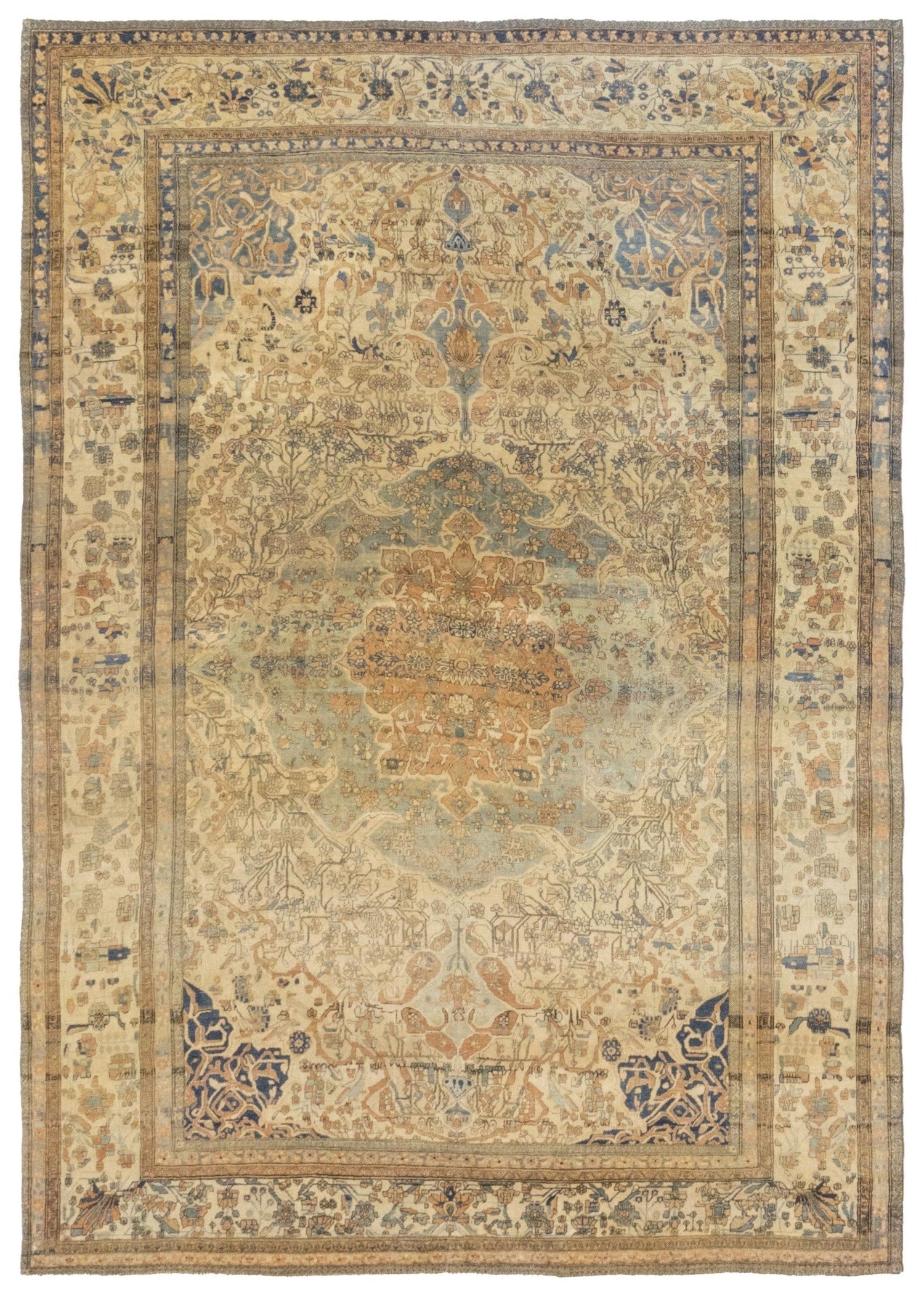 Antique Motasham Kashan rug, handwoven traditional design, J76793
