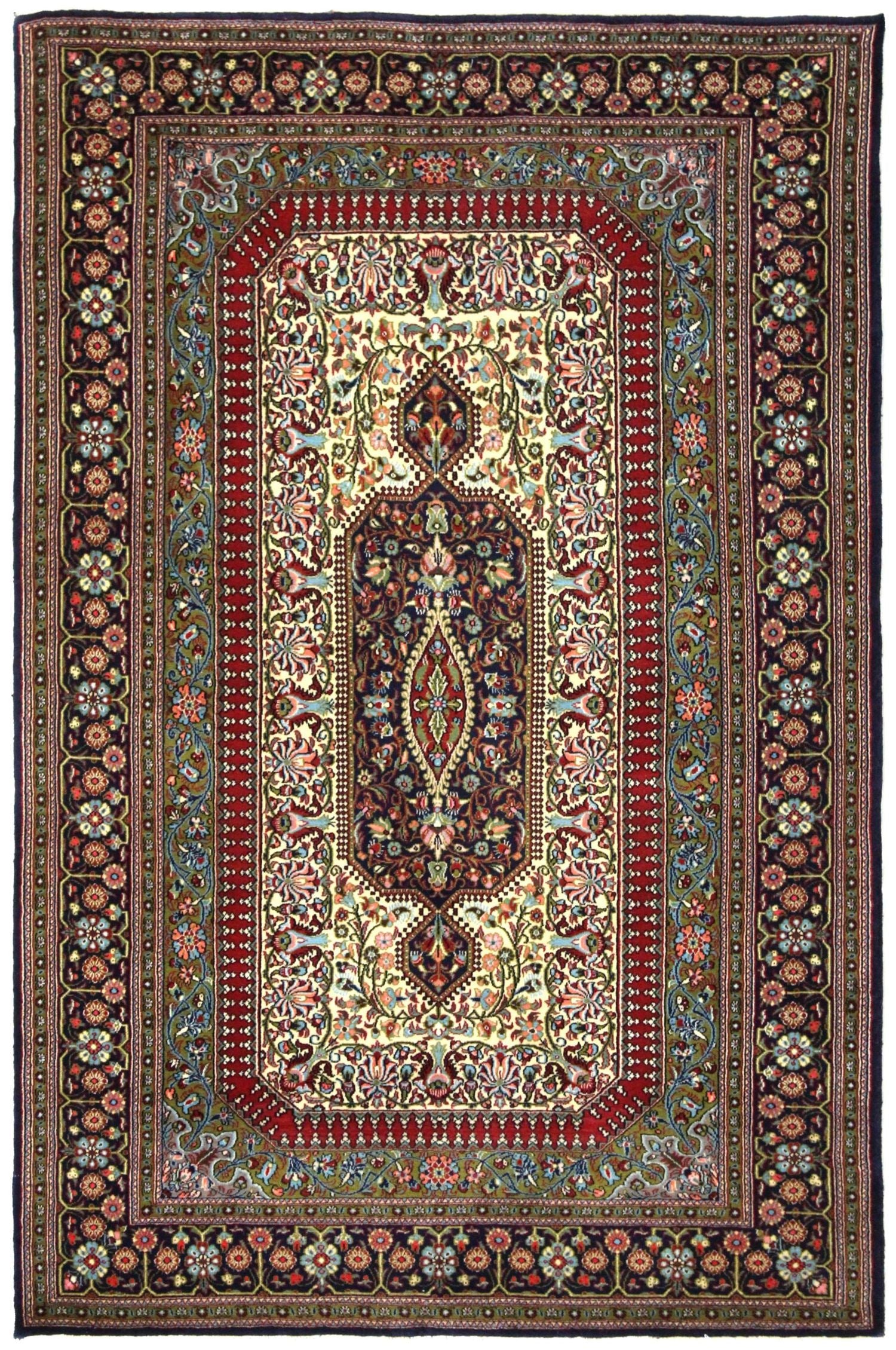 Vintage Qum Handwoven Traditional Rug