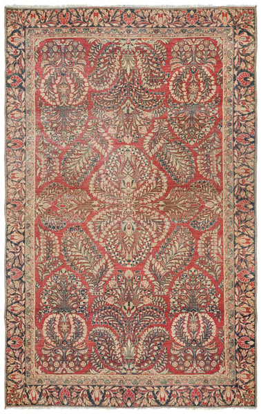 Vintage Sarouk Handwoven Traditional Rug