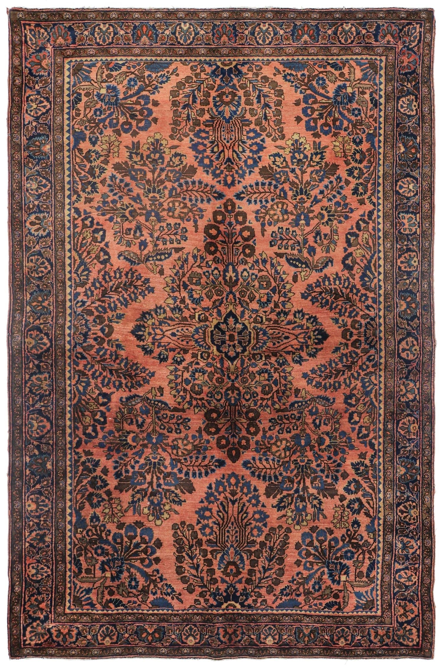 Antique Sarouk Handwoven Traditional Rug