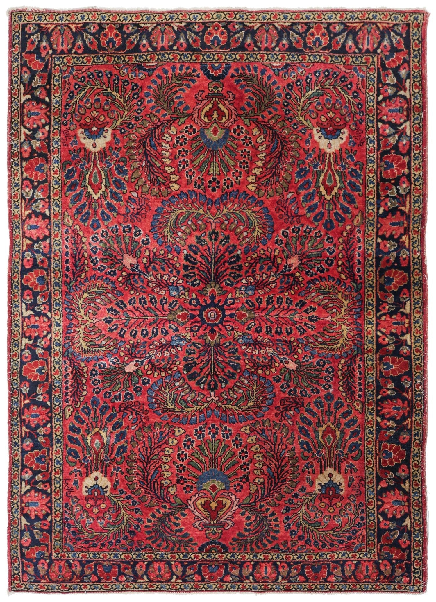 Antique Sarouk Handwoven Traditional Rug