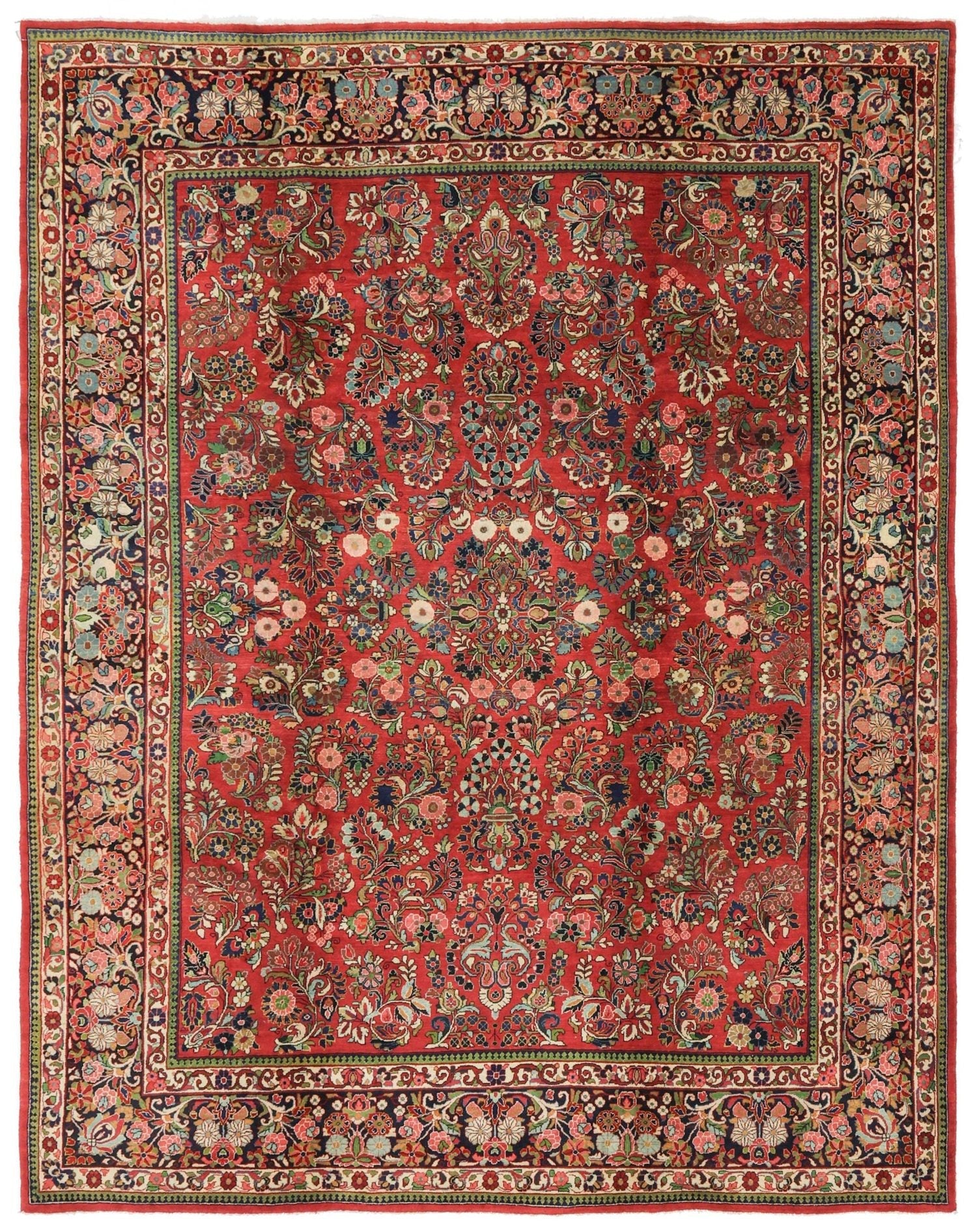 Antique Sarouk Handwoven Traditional Rug