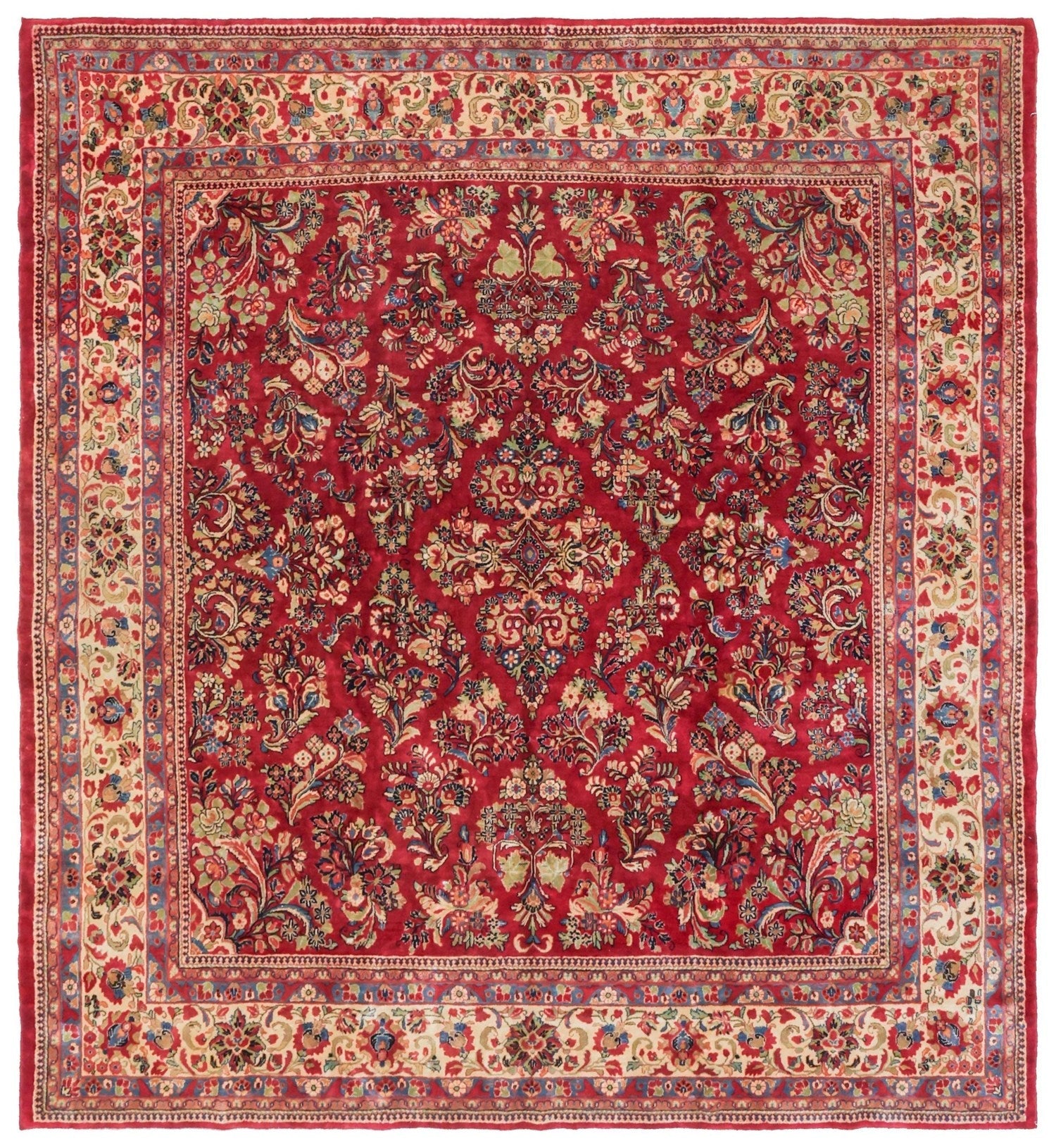 Antique Sarouk Handwoven Traditional Rug