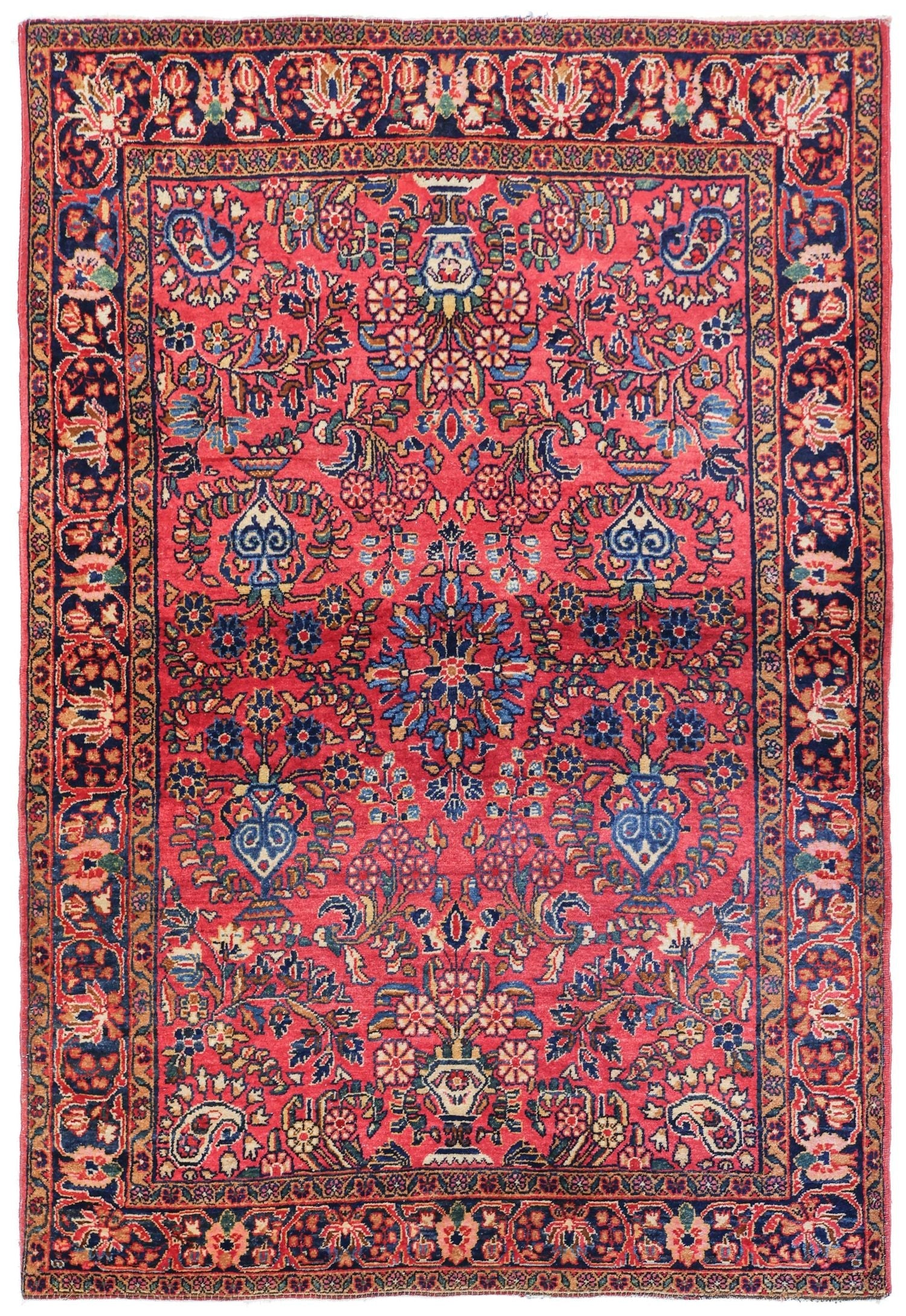 Antique Sarouk Handwoven Traditional Rug