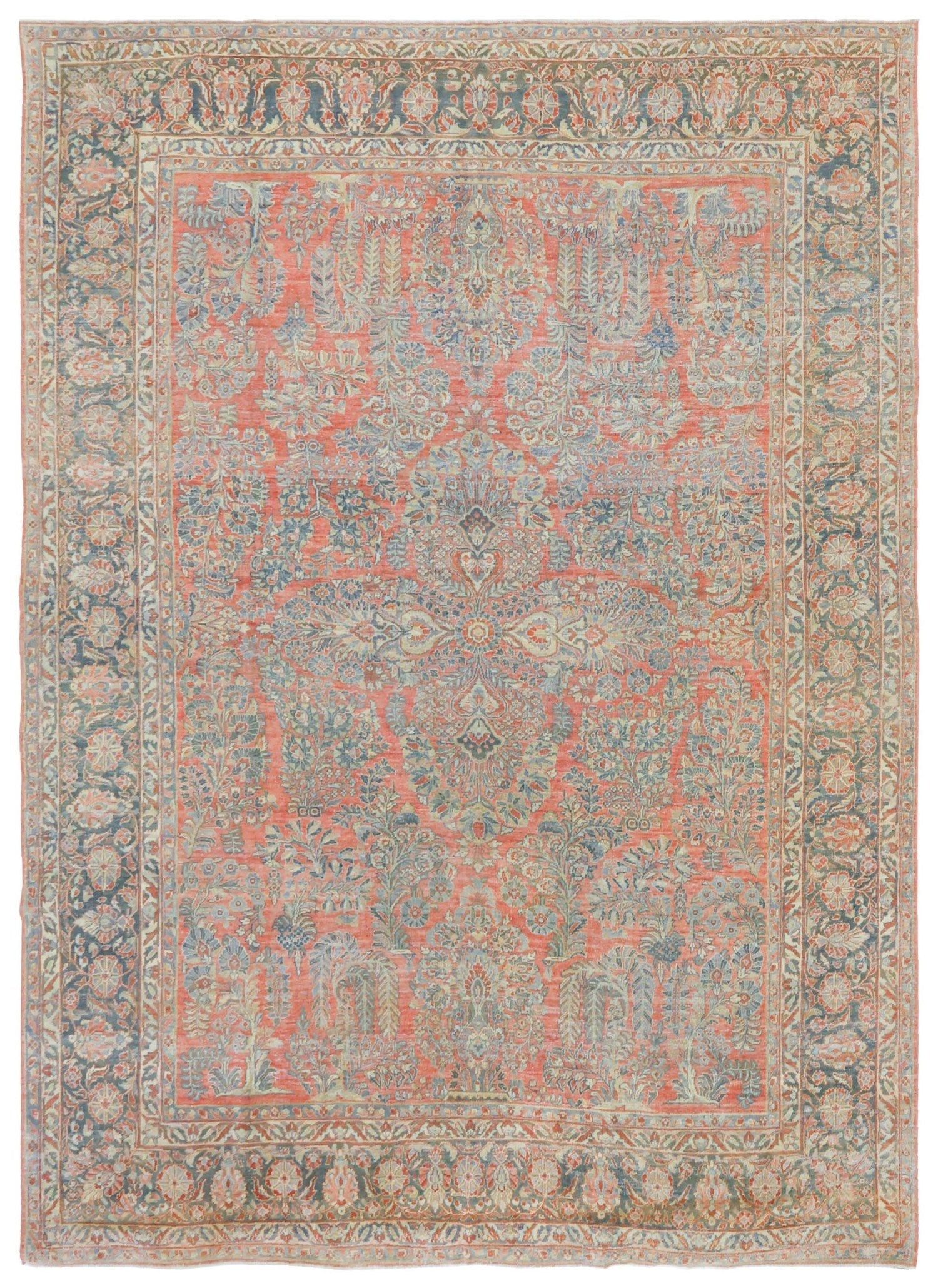 Vintage Sarouk Handwoven Traditional Rug