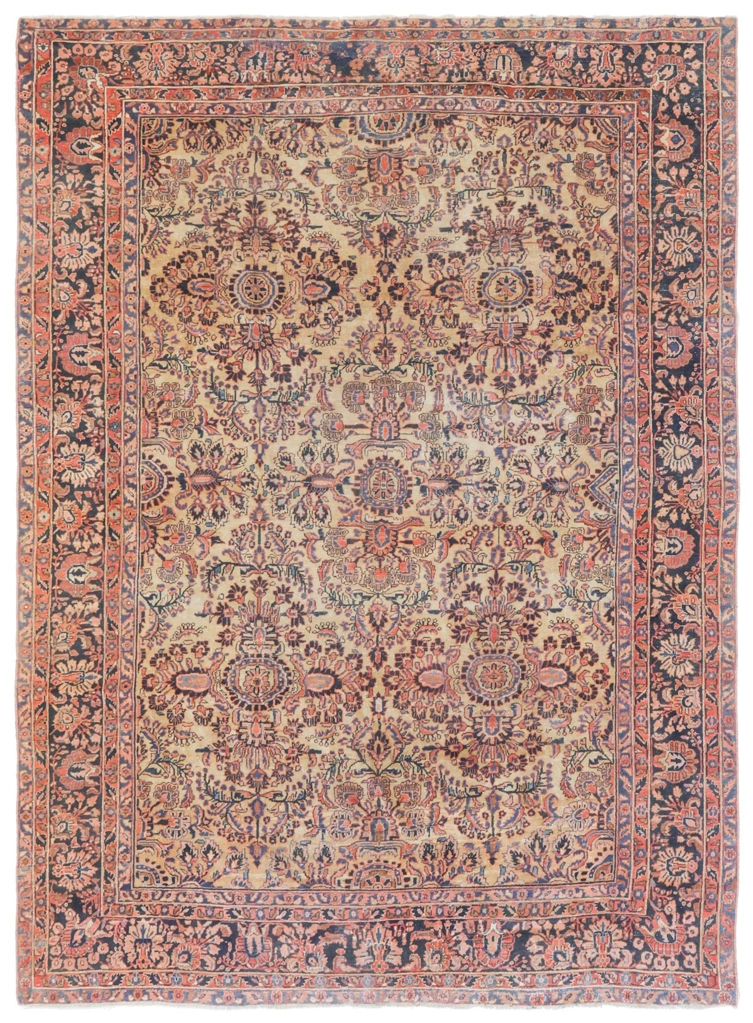 Vintage Sarouk Handwoven Traditional Rug