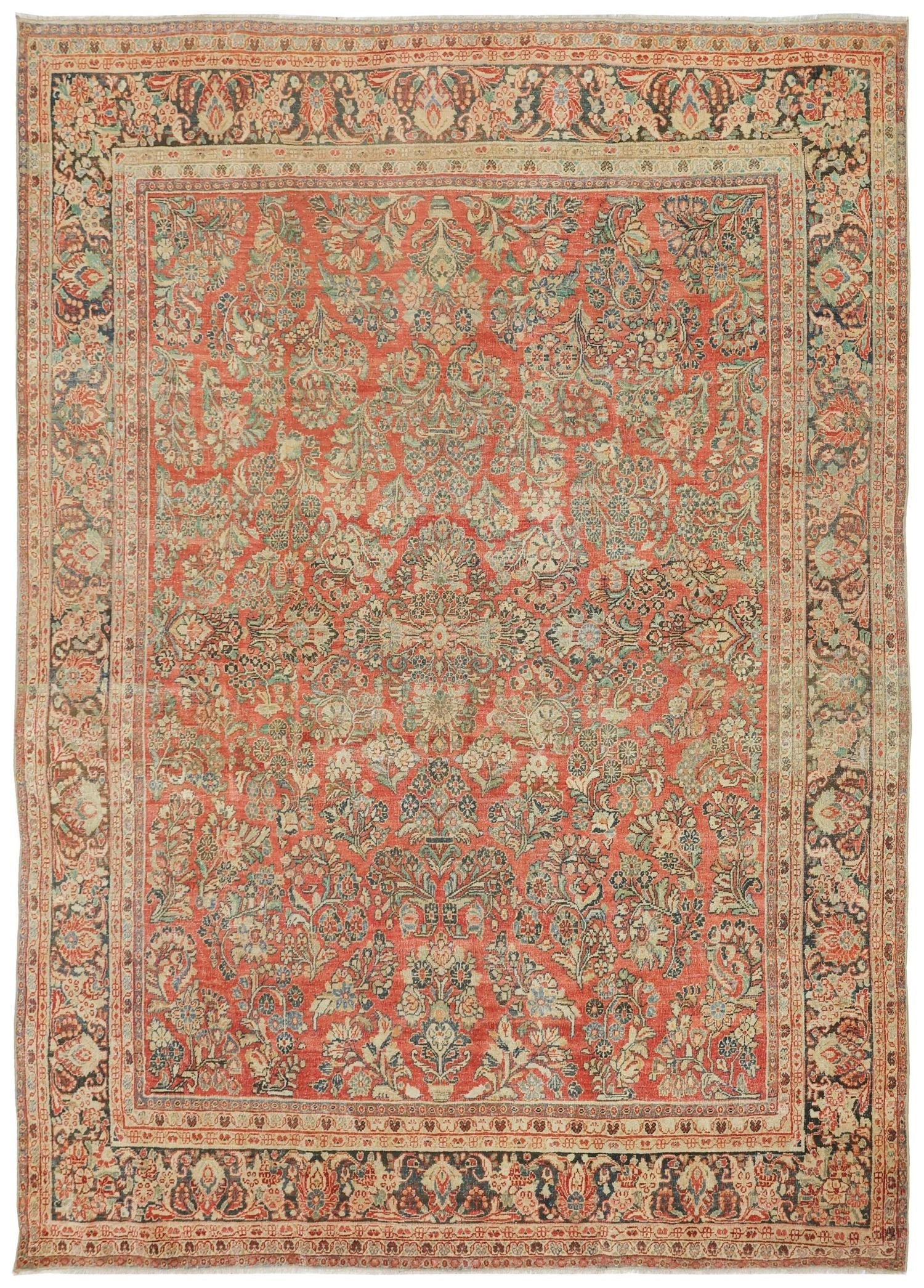 Vintage Sarouk Handwoven Traditional Rug