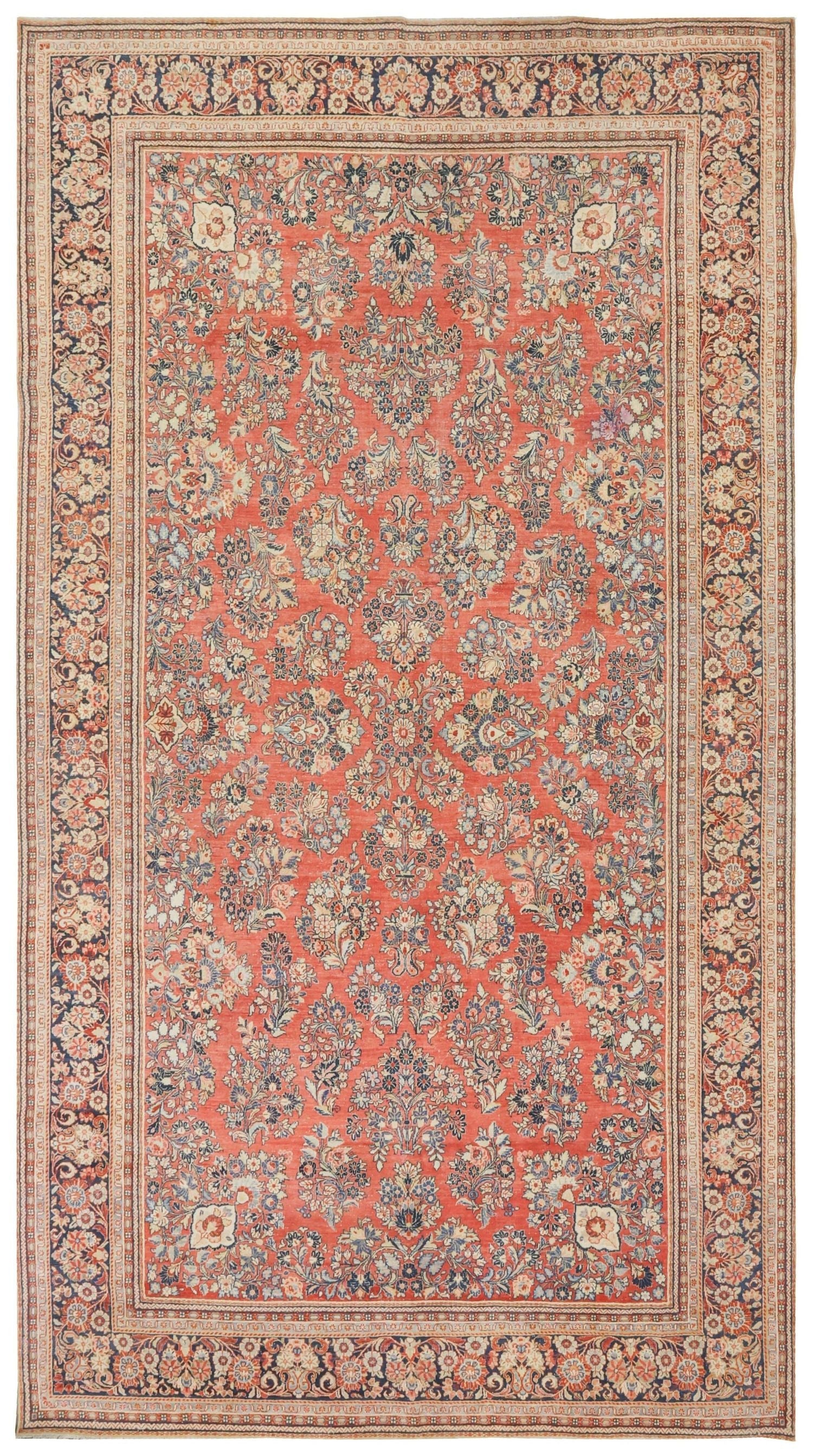 Vintage Sarouk Handwoven Traditional Rug