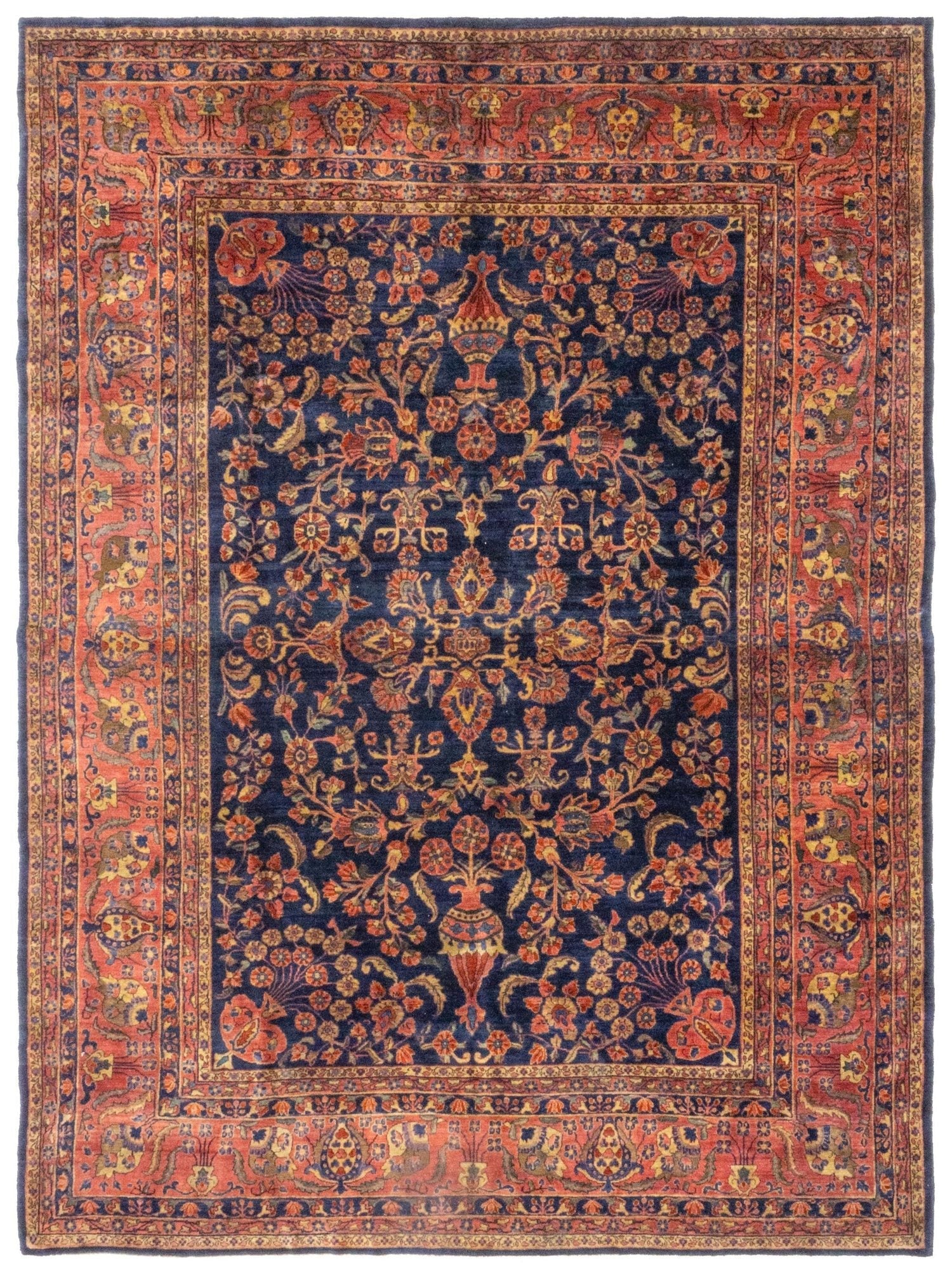 Antique Sarouk Handwoven Traditional Rug