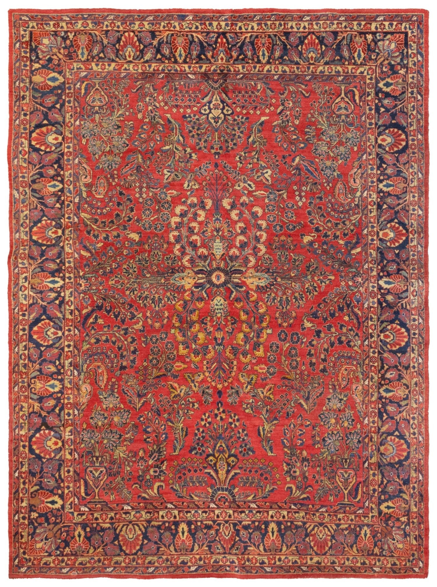 Antique Sarouk Handwoven Traditional Rug