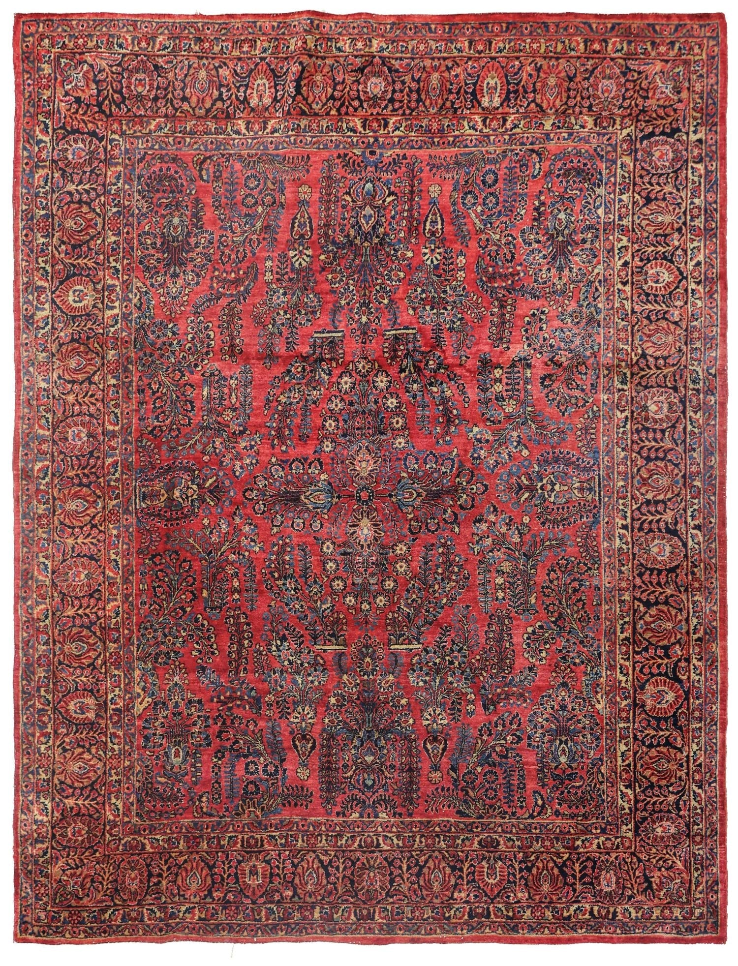 Antique Sarouk Handwoven Traditional Rug