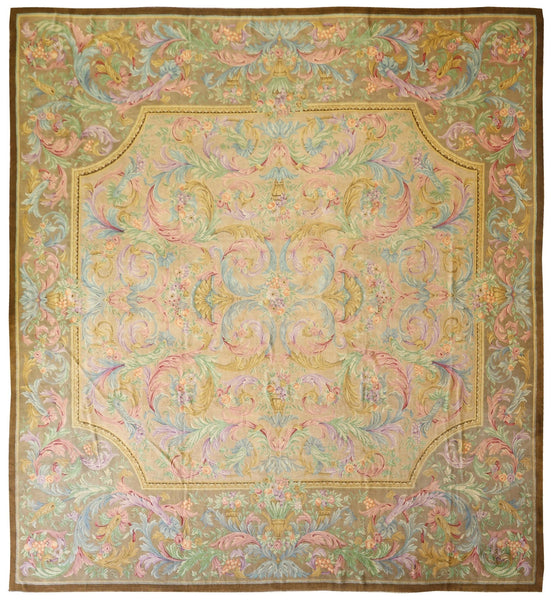 Antique Savonerie Handwoven Traditional Rug