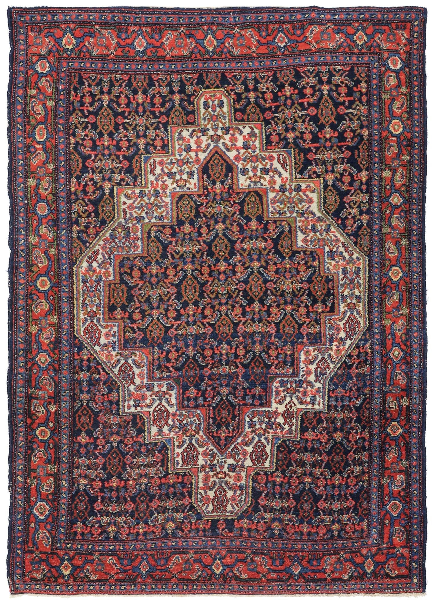 Antique Senneh Handwoven Traditional Rug