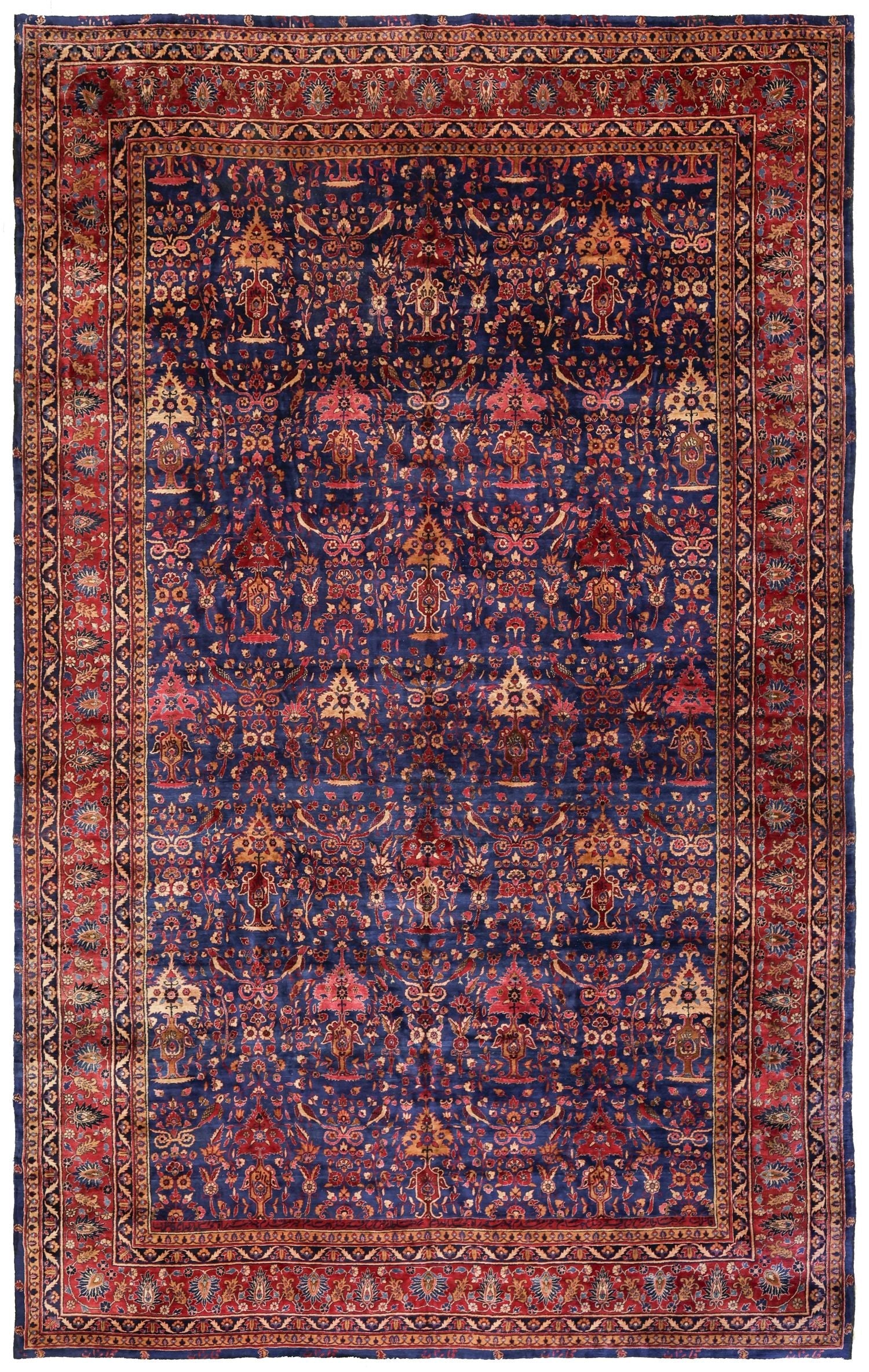 Antique Yezd Handwoven Traditional Rug