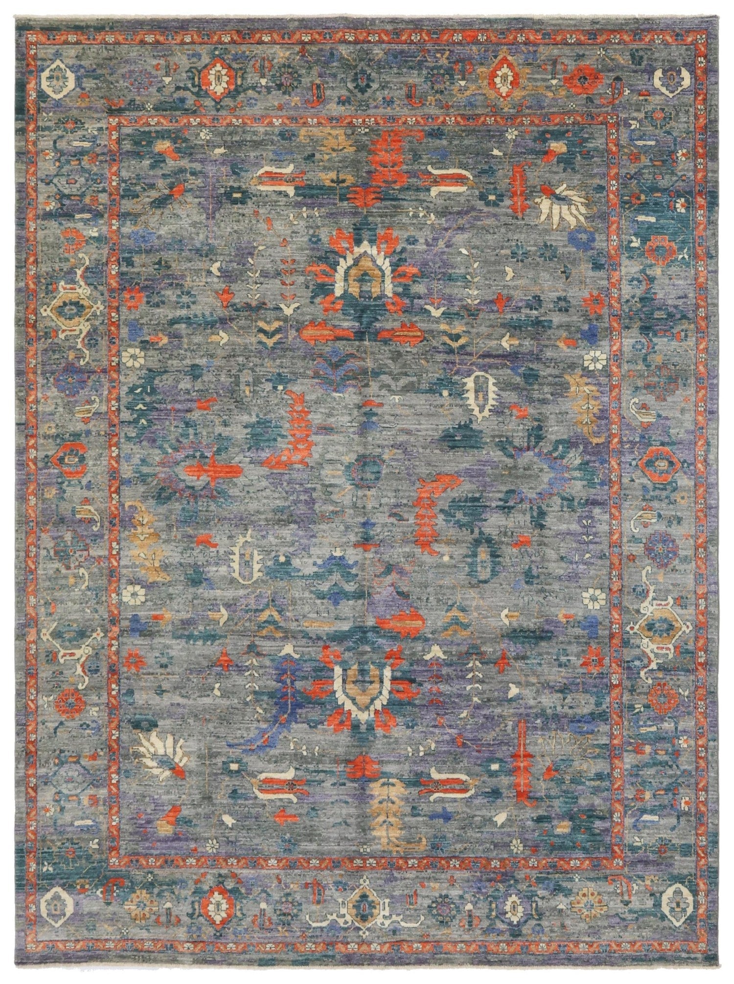 Erased Serapi Handwoven Transitional Rug