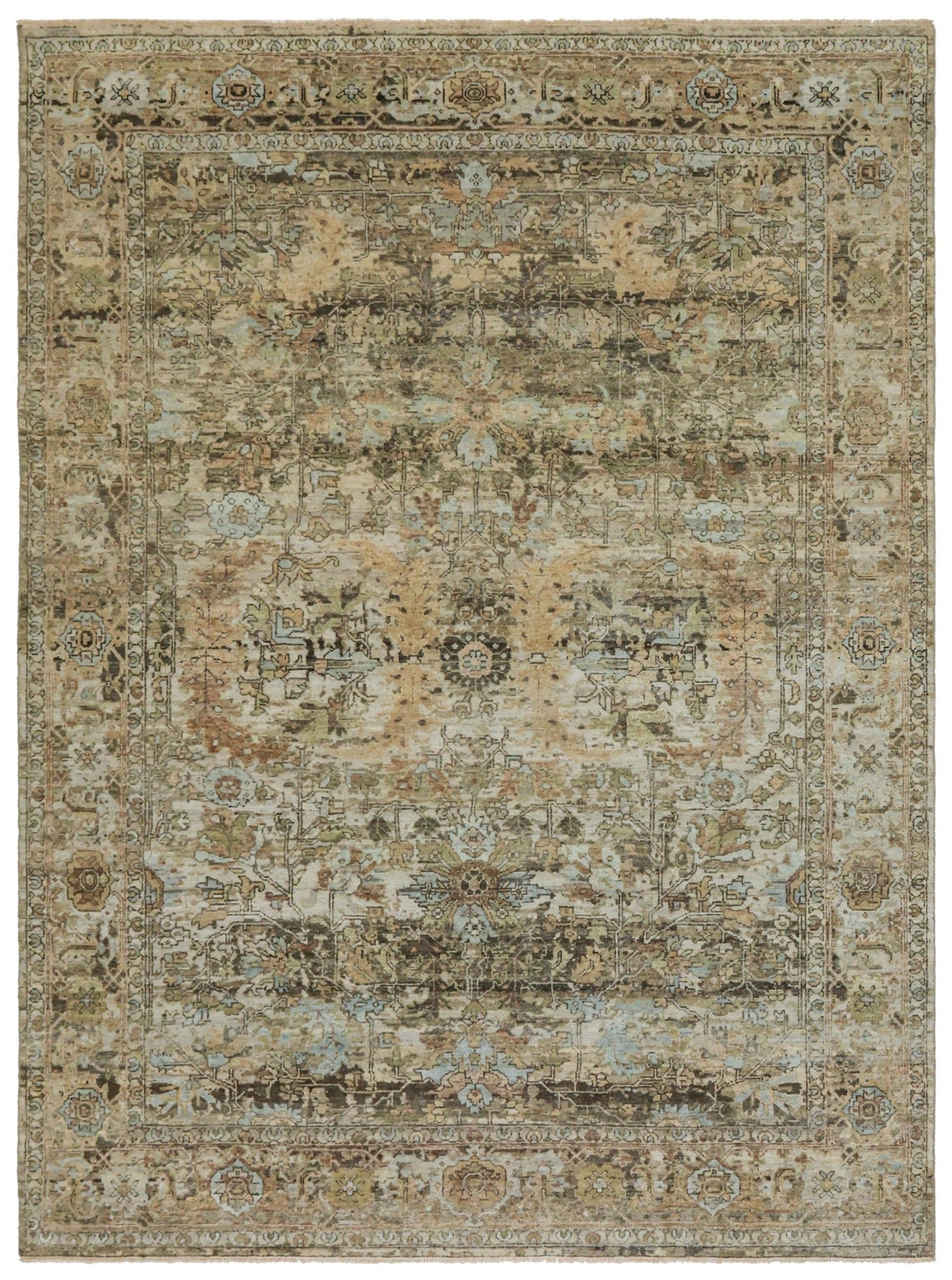 Erased Serapi Handwoven Transitional Rug