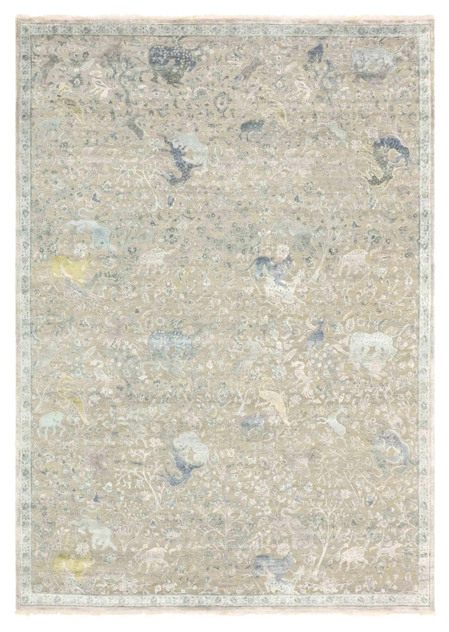 Hunting Tabriz Handwoven Transitional Rug