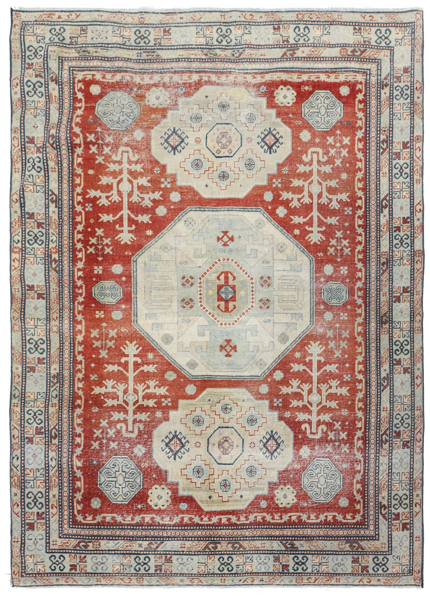 Vintage Kazak Handwoven Transitional Rug