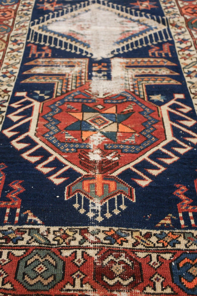 Vintage Azeri Handwoven Tribal Rug, J69208