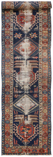 Vintage Azeri Handwoven Tribal Rug