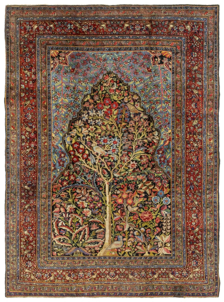 Antique Bakhtiari Prayer Handwoven Tribal Rug