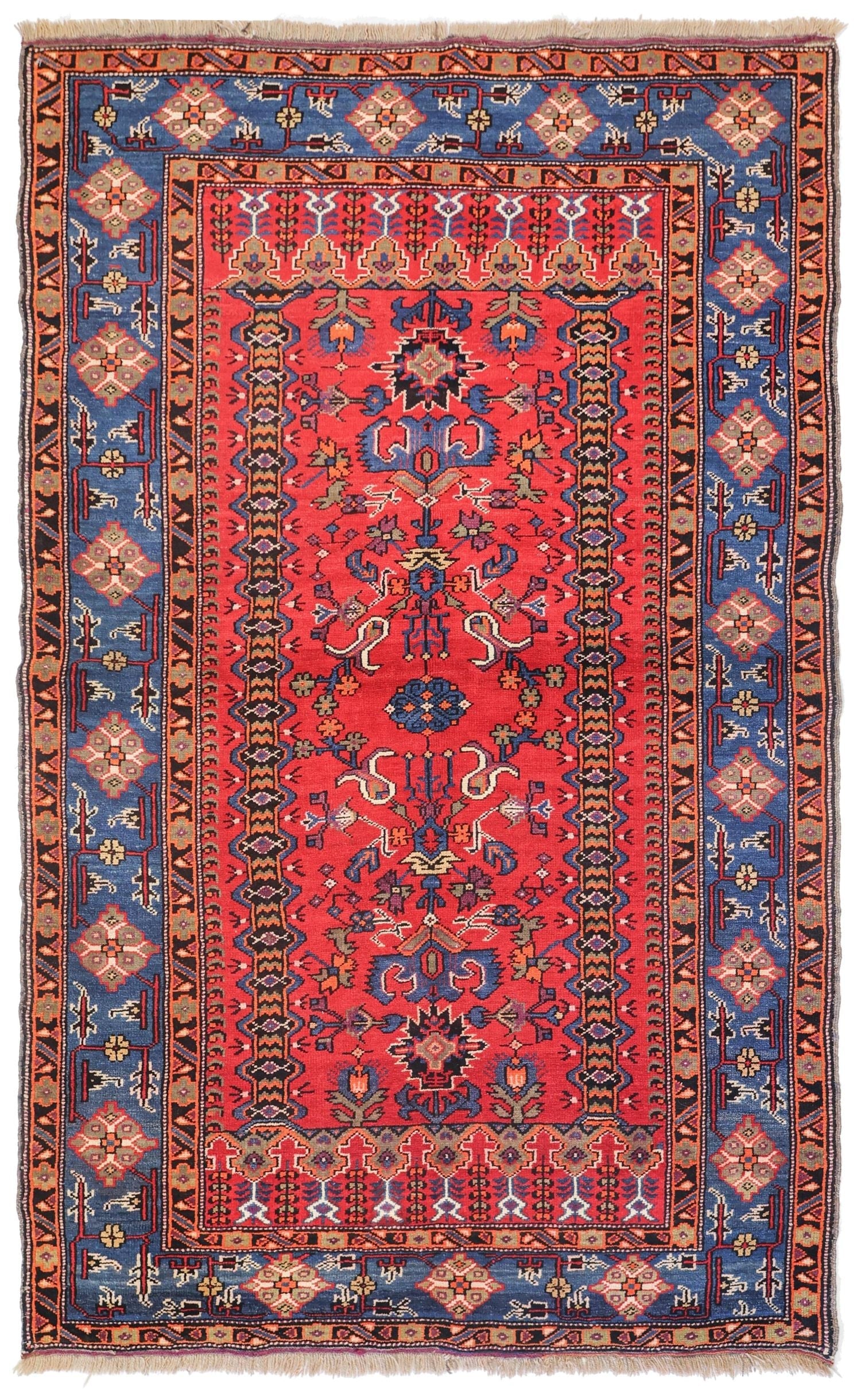 Vintage Baku Handwoven Tribal Rug