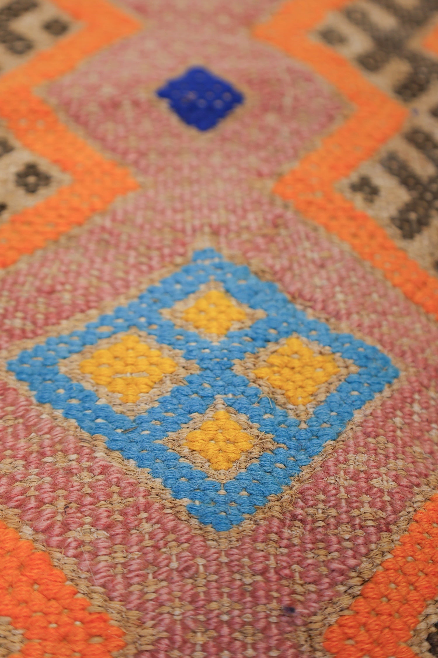 Vintage Berber Handwoven Tribal Rug, J74250