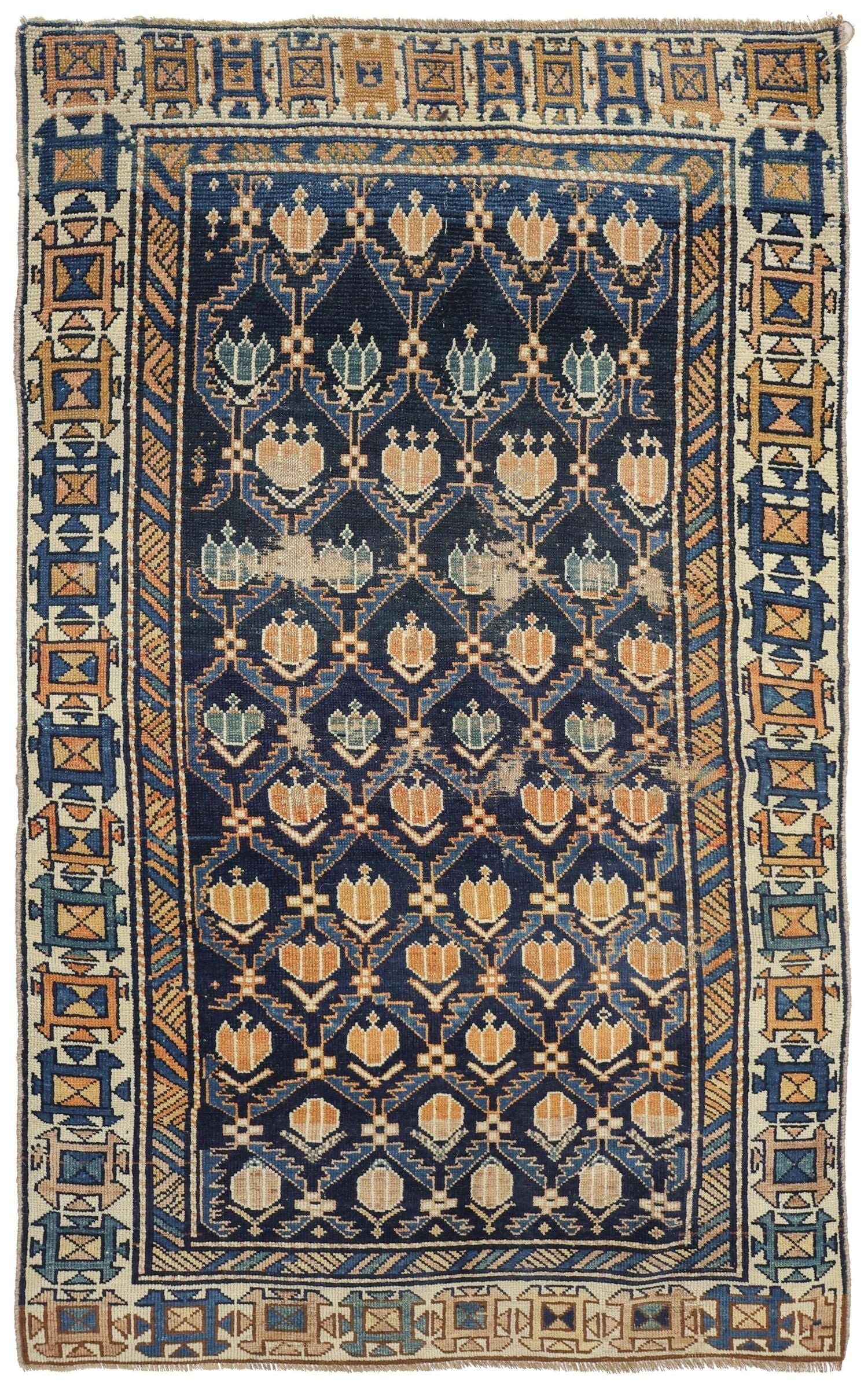 Vintage Derband Handwoven Tribal Rug