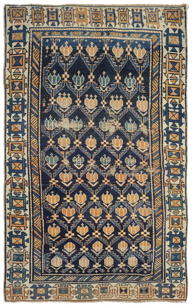 Vintage Derband Handwoven Tribal Rug