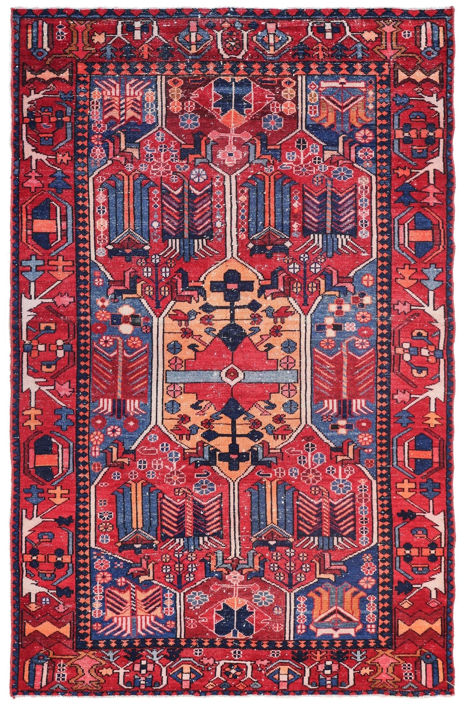 Vintage Hamadan Handwoven Tribal Rug