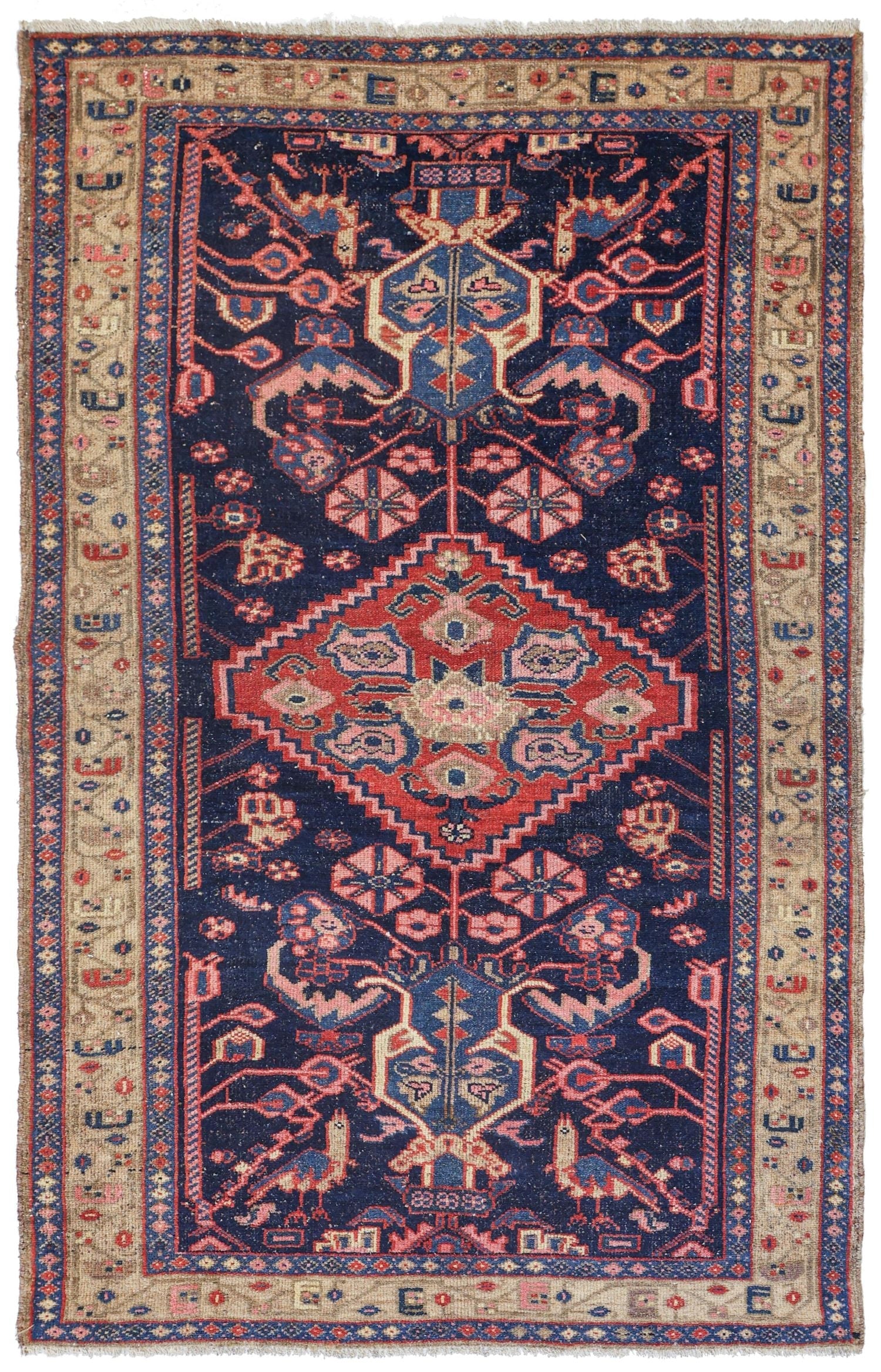 Vintage Hamadan Handwoven Tribal Rug