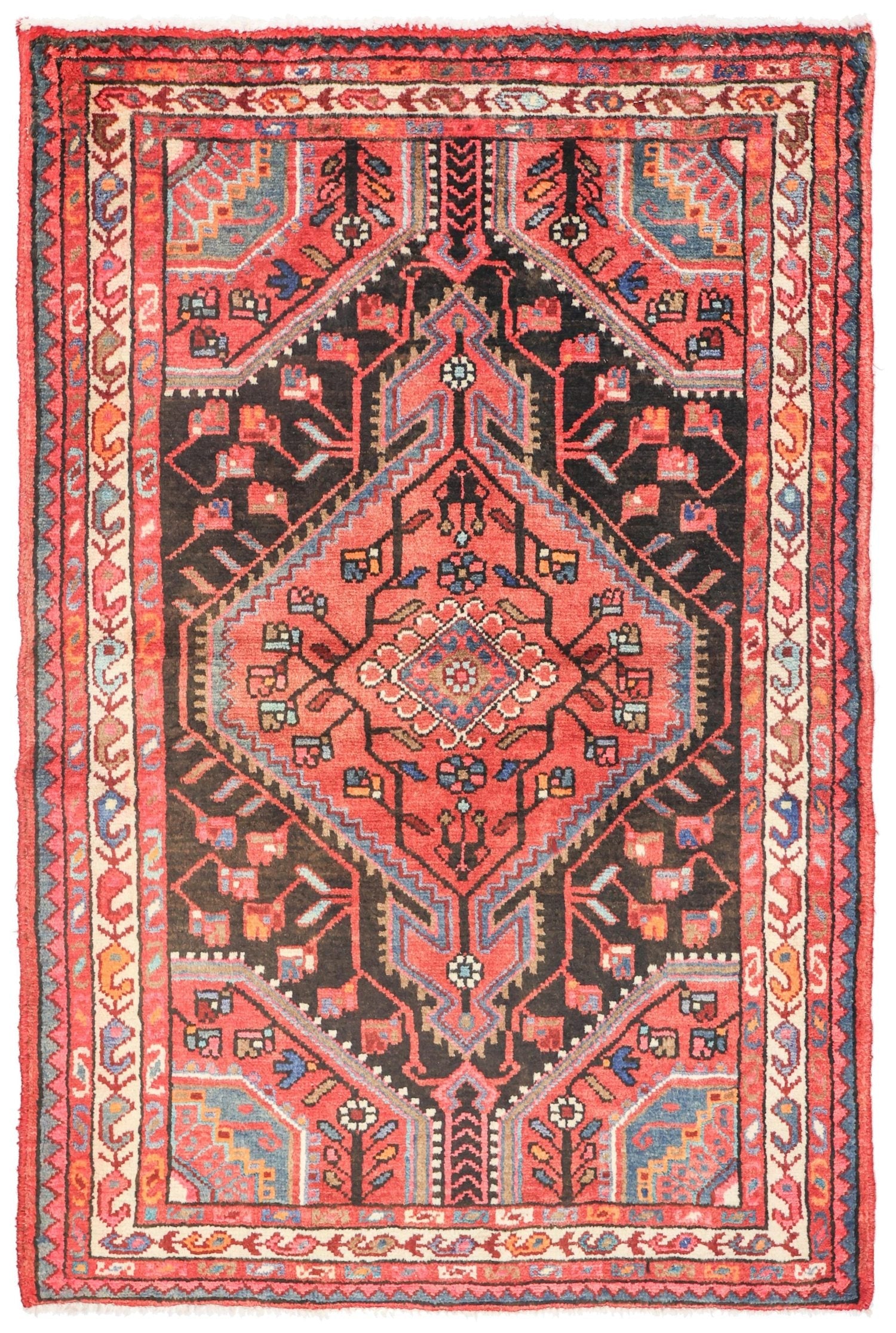 Vintage Hamadan Handwoven Tribal Rug