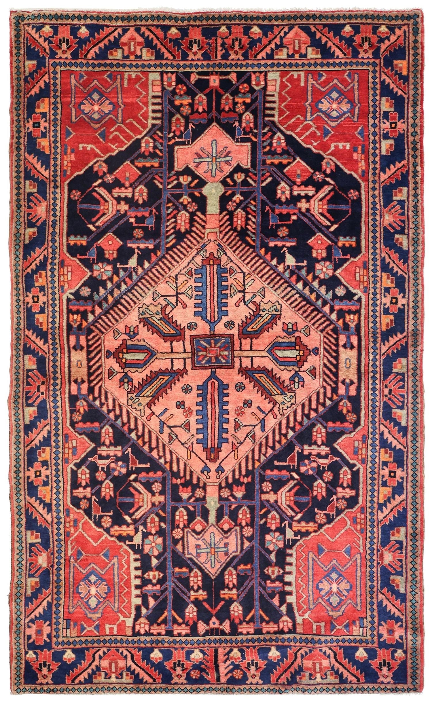 Vintage Hamadan Handwoven Tribal Rug